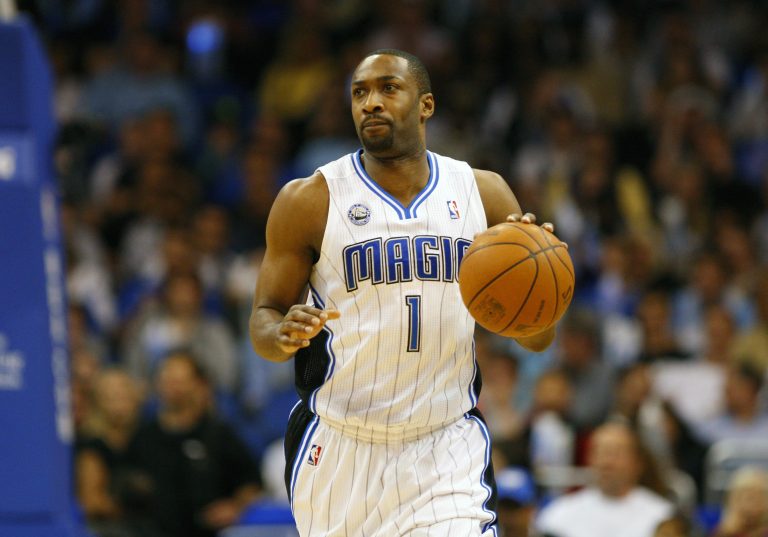Orlando Magic point guard Gilbert Arenas (1) during the second quarter against the Chicago Bulls at Amway Center. The Chicago Bulls defeated Orlando Magic 89-81.