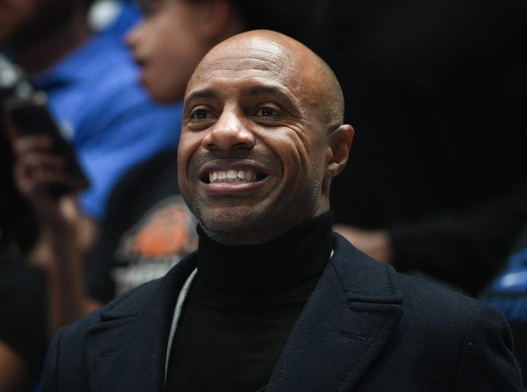 Former Duke Blue Devils player Jay Williams reacts during the second half between the Blue Devils and Auburn Tigers at Cameron Indoor Stadium. The Blue Devils won 84-78.