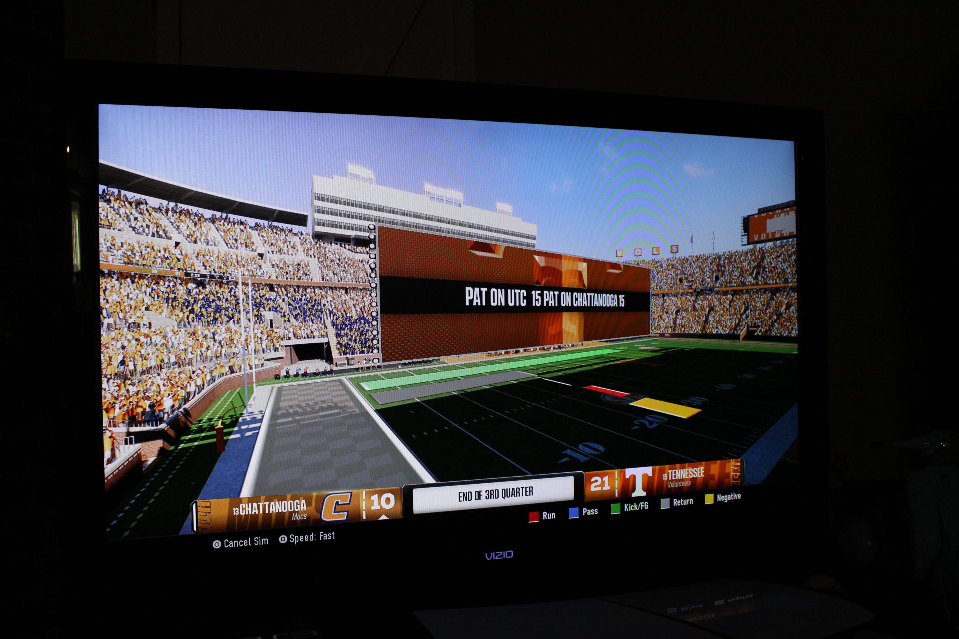 The simulation in EA Sports College Football 25 speeds through the game offering quick yet informative results, which Knox News used to simulate the No. 15 Tennessee Volunteers Aug. 31 season opening game against the UT Chattanooga Mocs. Aug. 30, 2024.