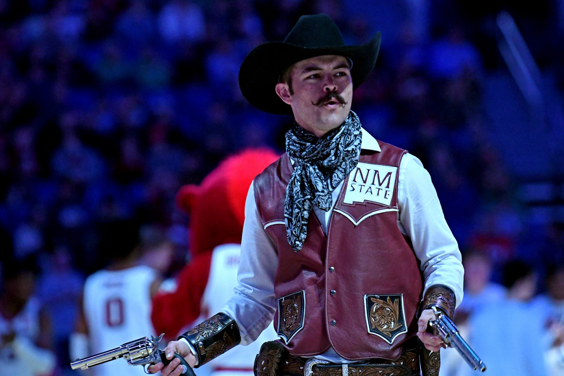 The New Mexico State Aggies mascot during the first half ap during the second round of the 2022 NCAA Tournament at KeyBank Center.