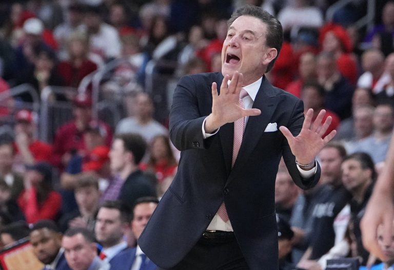 St. John's Red Storm head coach Rick Pitino during the second half of a second round men’s NCAA Tournament game against the Arkansas Razorbacks at Amica Mutual Pavilion.
