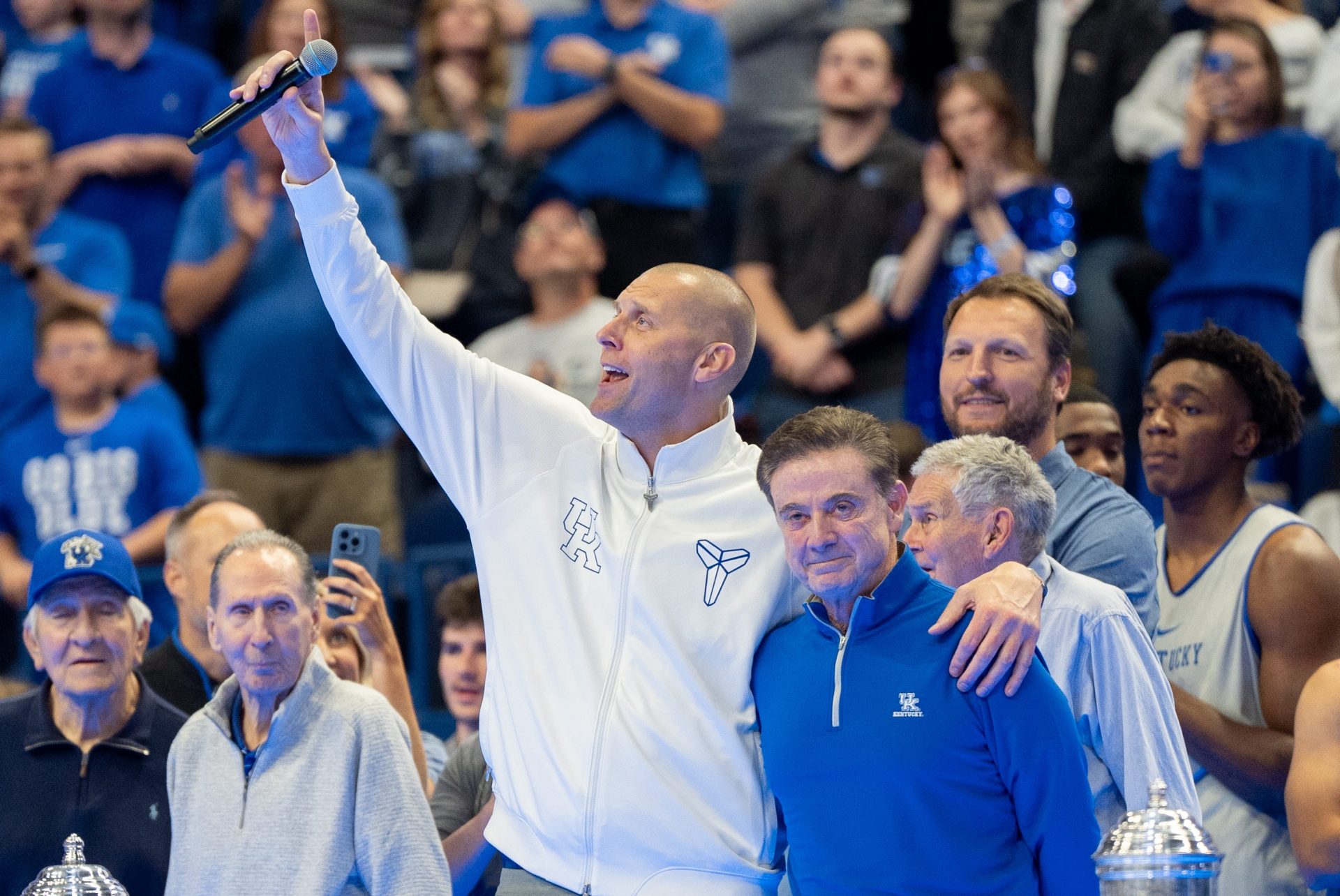 Mark Pope and Rick Pitino celebrate the upcoming basketball season during Big Blue Madness