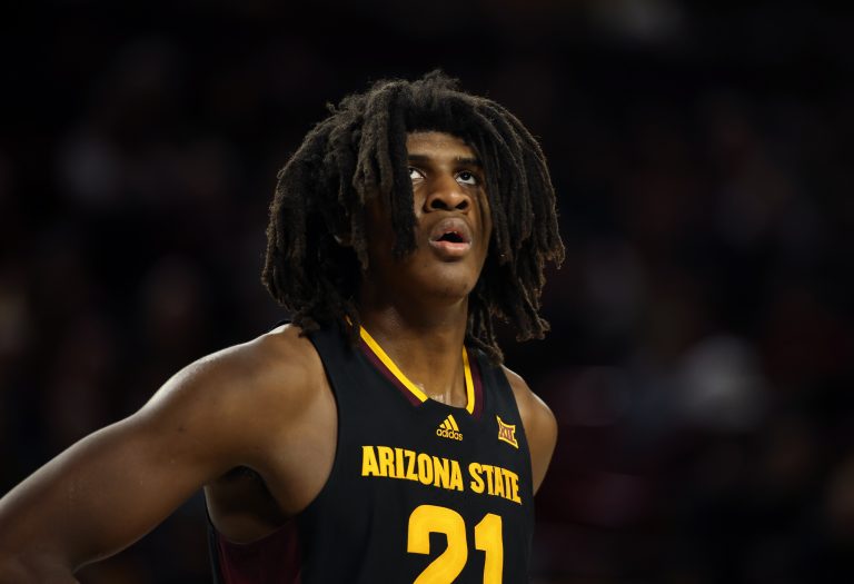 Arizona State Sun Devils forward Jayden Quaintance (21) against the Baylor Bears at Desert Financial Arena.