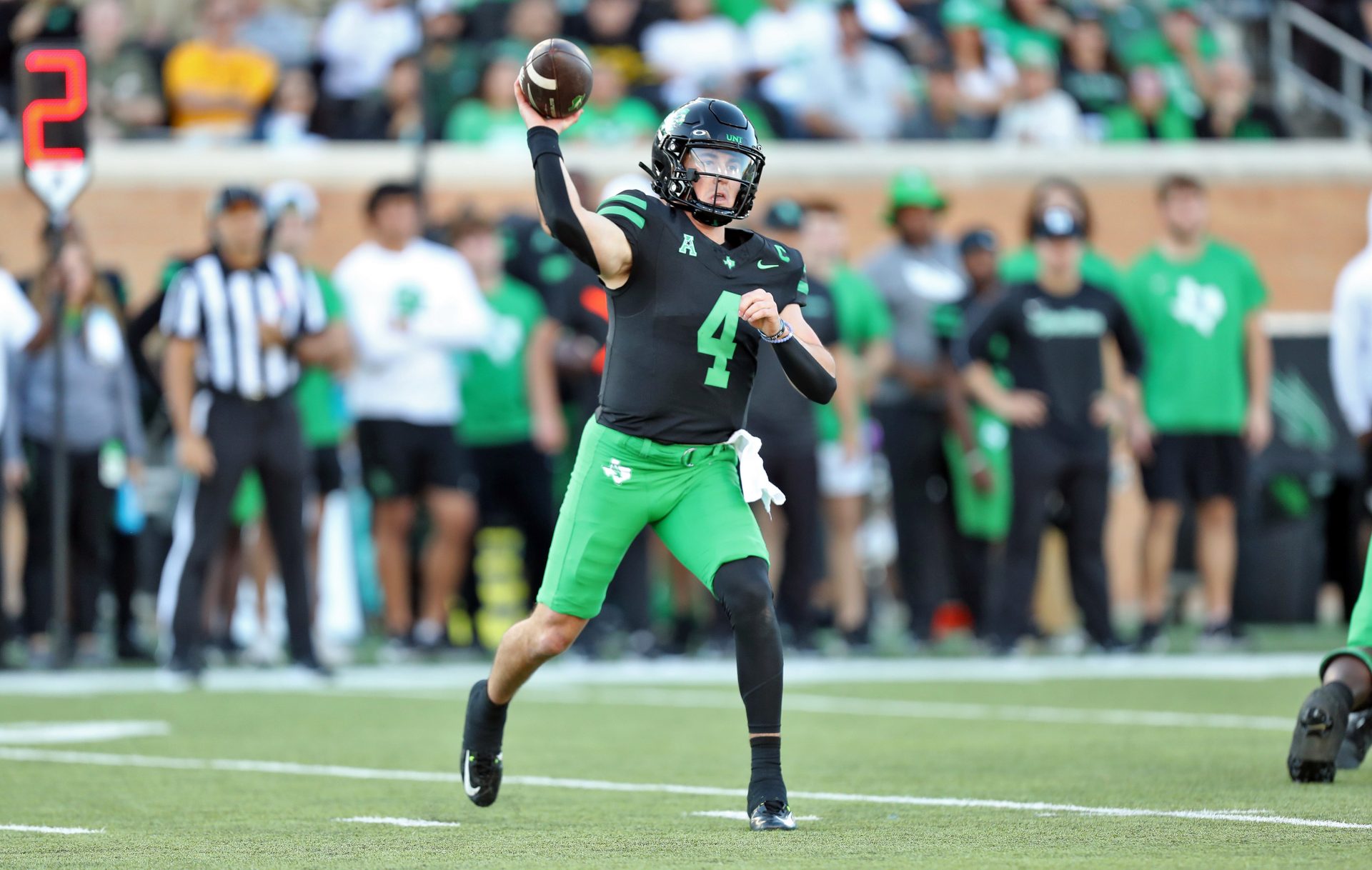 North Texas Mean Green quarterback Chandler Morris (4) throws a pass against the Army Black Knights during the second half at DATCU Stadium. Mandatory Credit