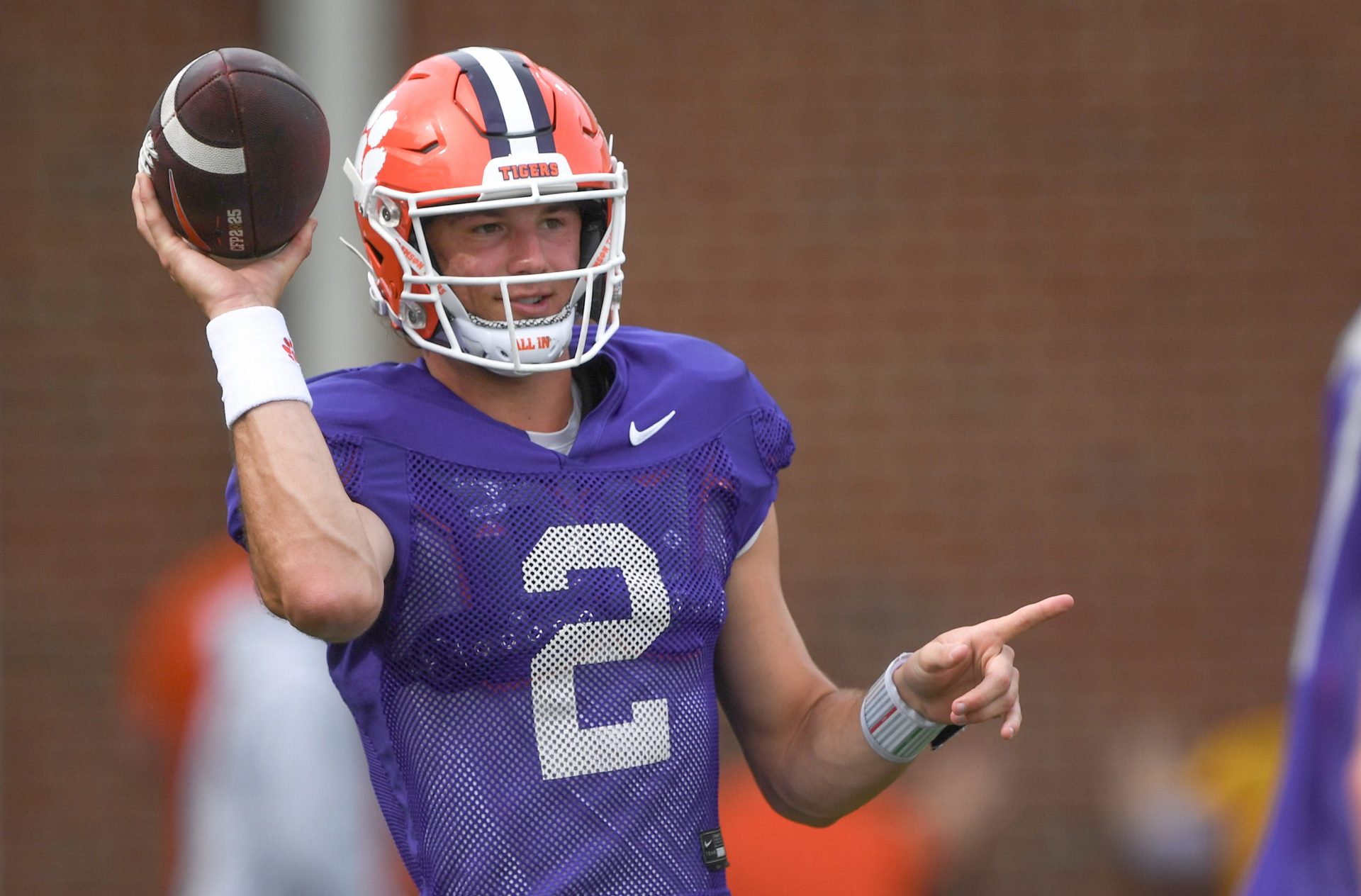 Clemson quarterback Cade Klubnik (2) passes during Spring Practice in Clemson, S.C. Monday, March 24, 2025.
