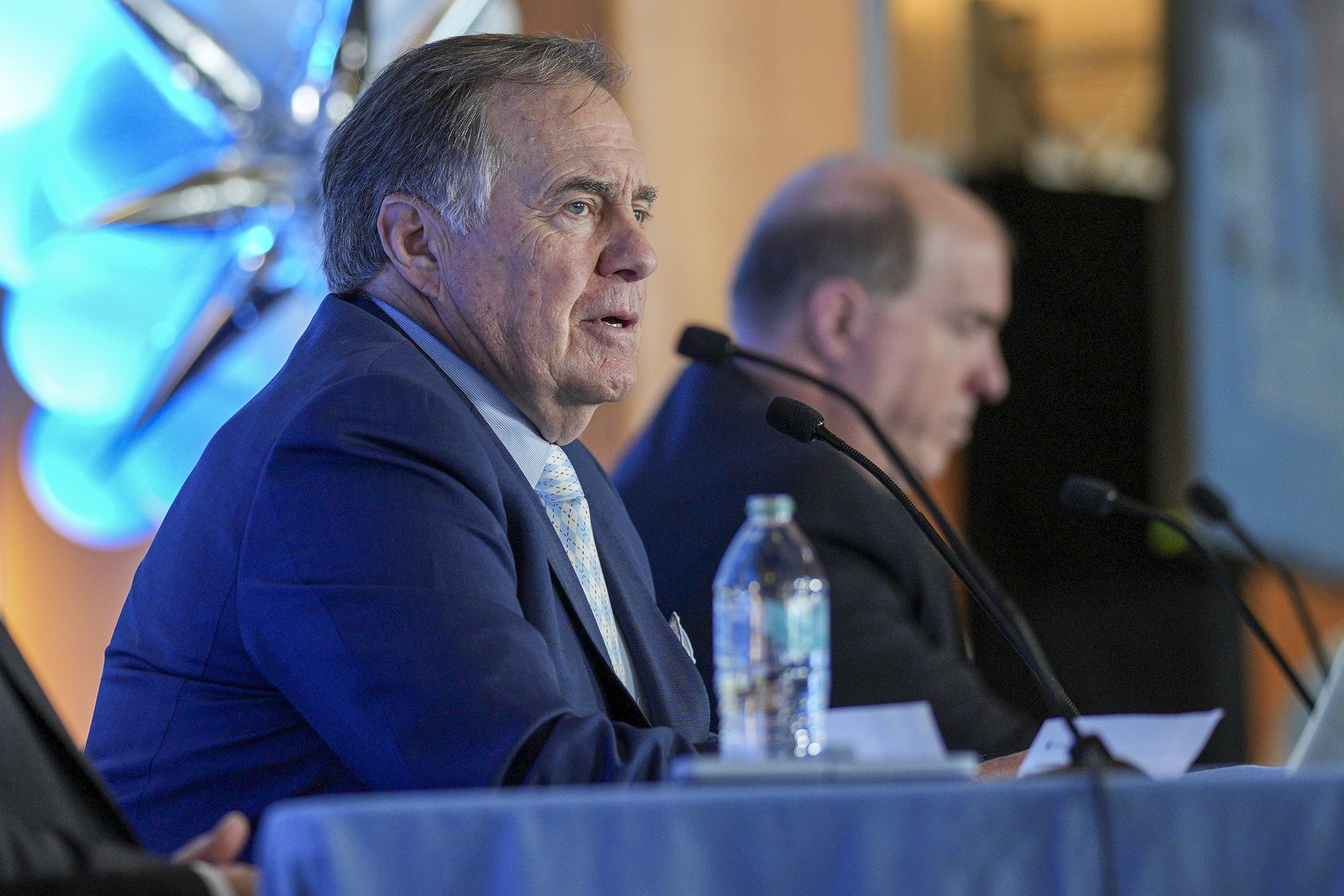 North Carolina Tar Heels new head coach Bill Belichick speaks to the media at Loudermilk Center for Excellence.