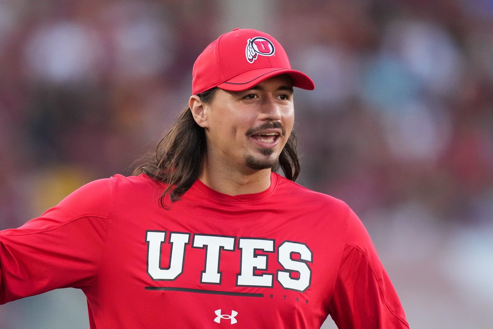 Utah Utes quarterback Cam Rising reacts against the Southern California Trojans at United Airlines Field at Los Angeles Memorial Coliseum.