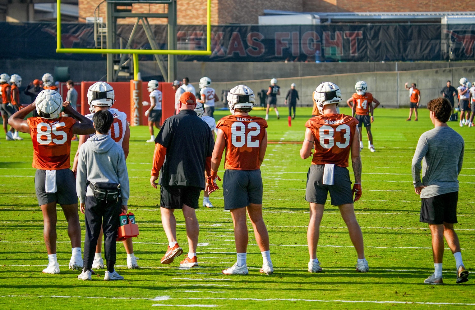 The Texas Longhorns football team during their first practice of the spring season on Tuesday, March 25, 2025.