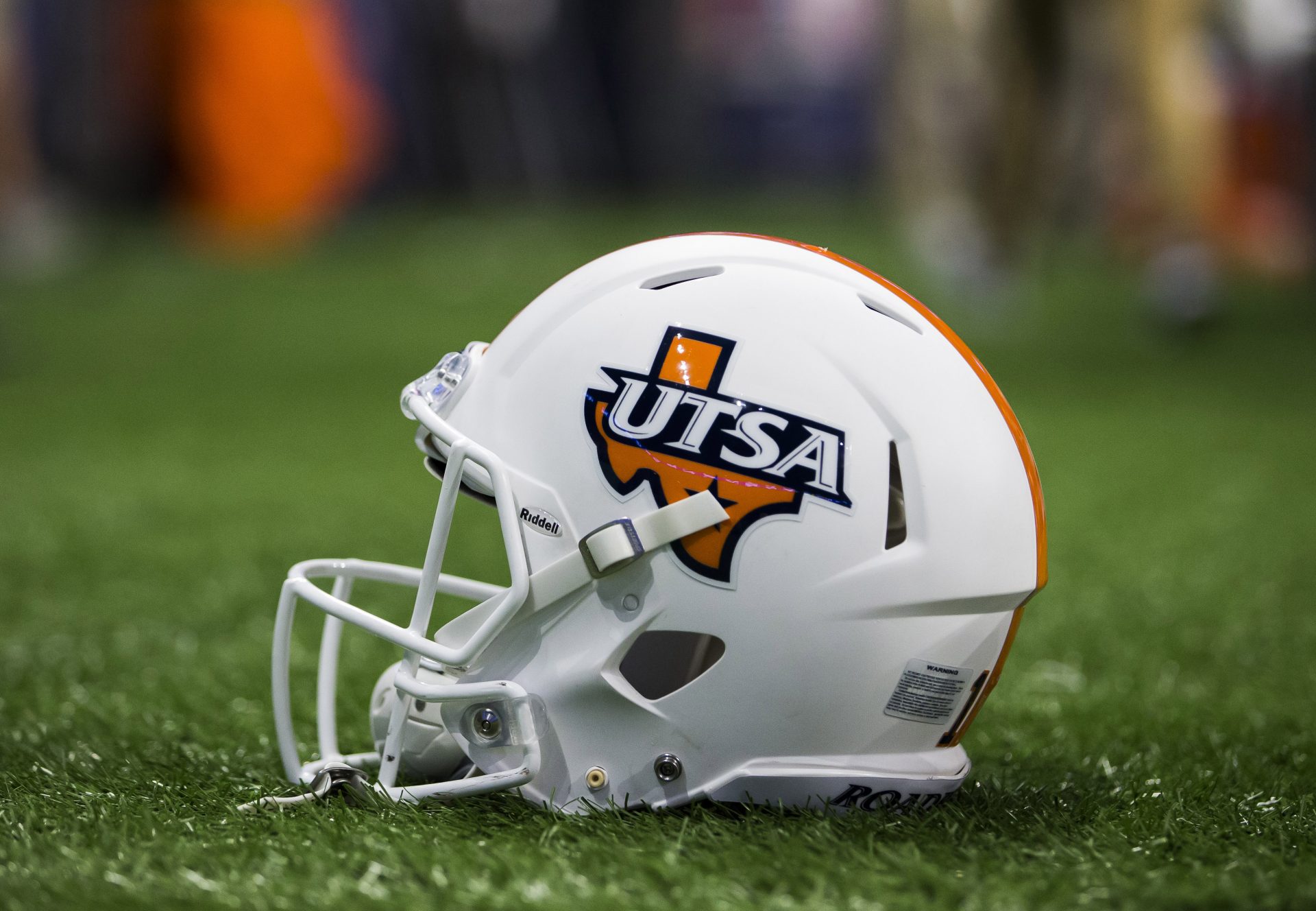 A general view of a UTSA Roadrunners helmet after a game against the Rice