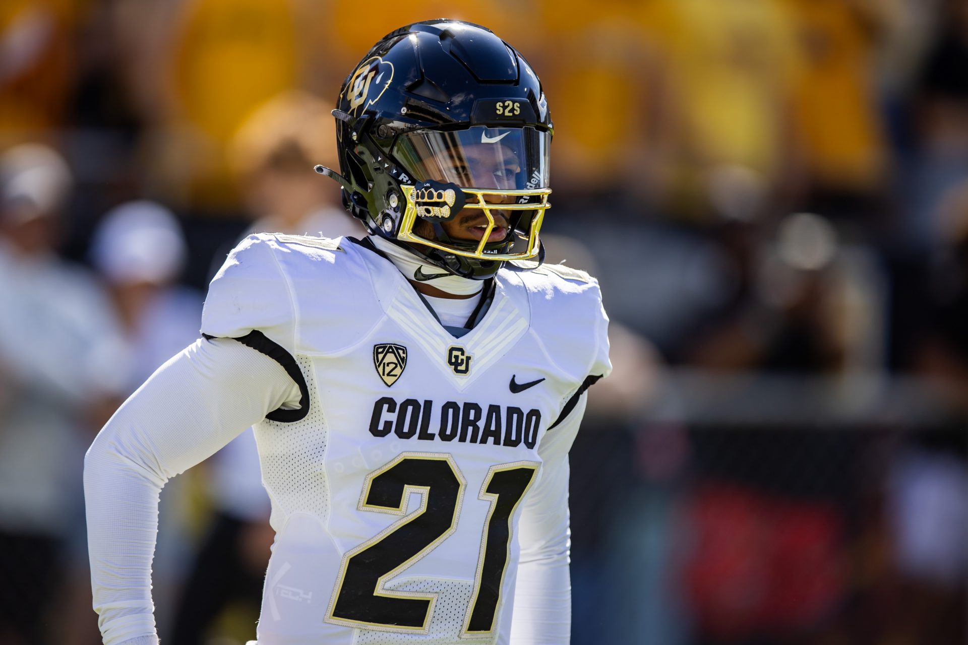 Colorado Buffaloes safety Shilo Sanders (21) against the Arizona State Sun Devils at Mountain America Stadium, Home of the ASU Sun Devils.