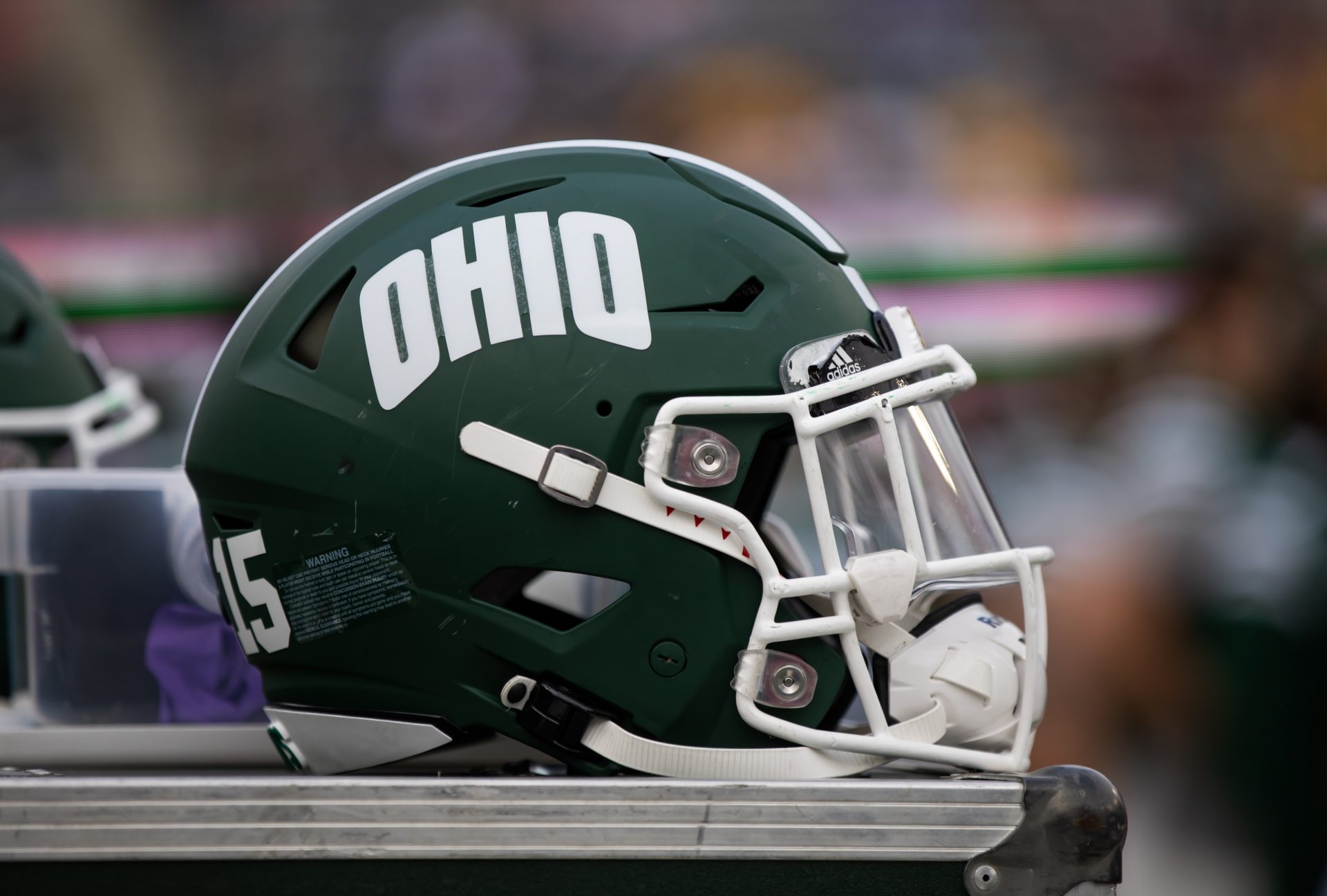 Detailed view of an Ohio Bobcats helmet during the 2022 Barstool Sports Arizona Bowl at Arizona Stadium.
