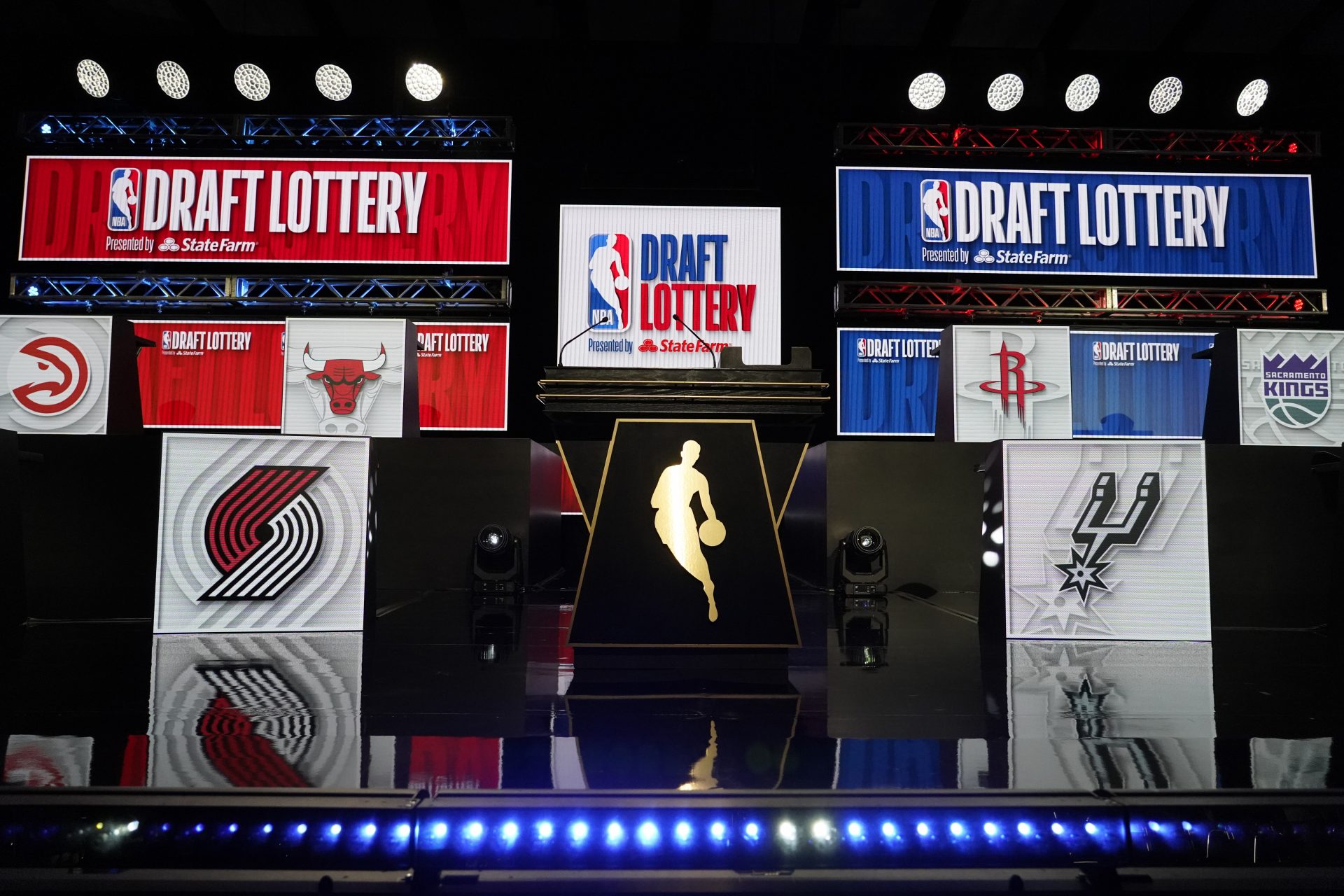 A overall shot of the 2024 NBA Draft Lottery at McCormick Place West.