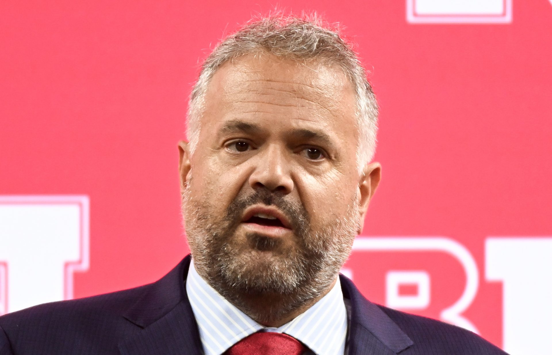 Nebraska Cornhuskers head coach Matt Rhule speaks to the media during the Big 10 football media day at Lucas Oil Stadium.