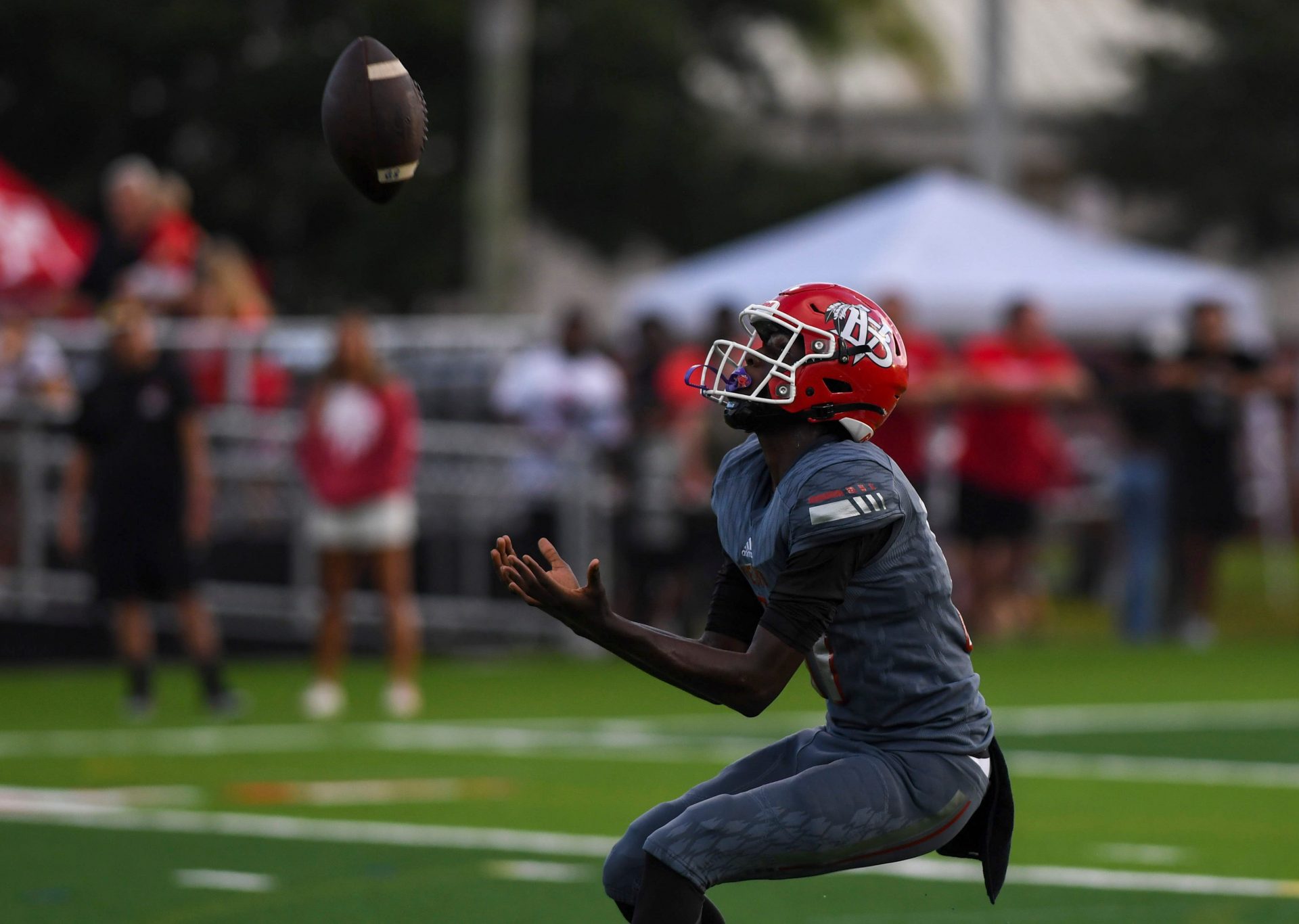 Vero Beach’s Efrem White (11) catches the ball against Buchholz during a high school football game, Friday, Aug. 30, 2024, at the Citrus Bowl Stadium in Vero Beach. Buchholz won 38-23.