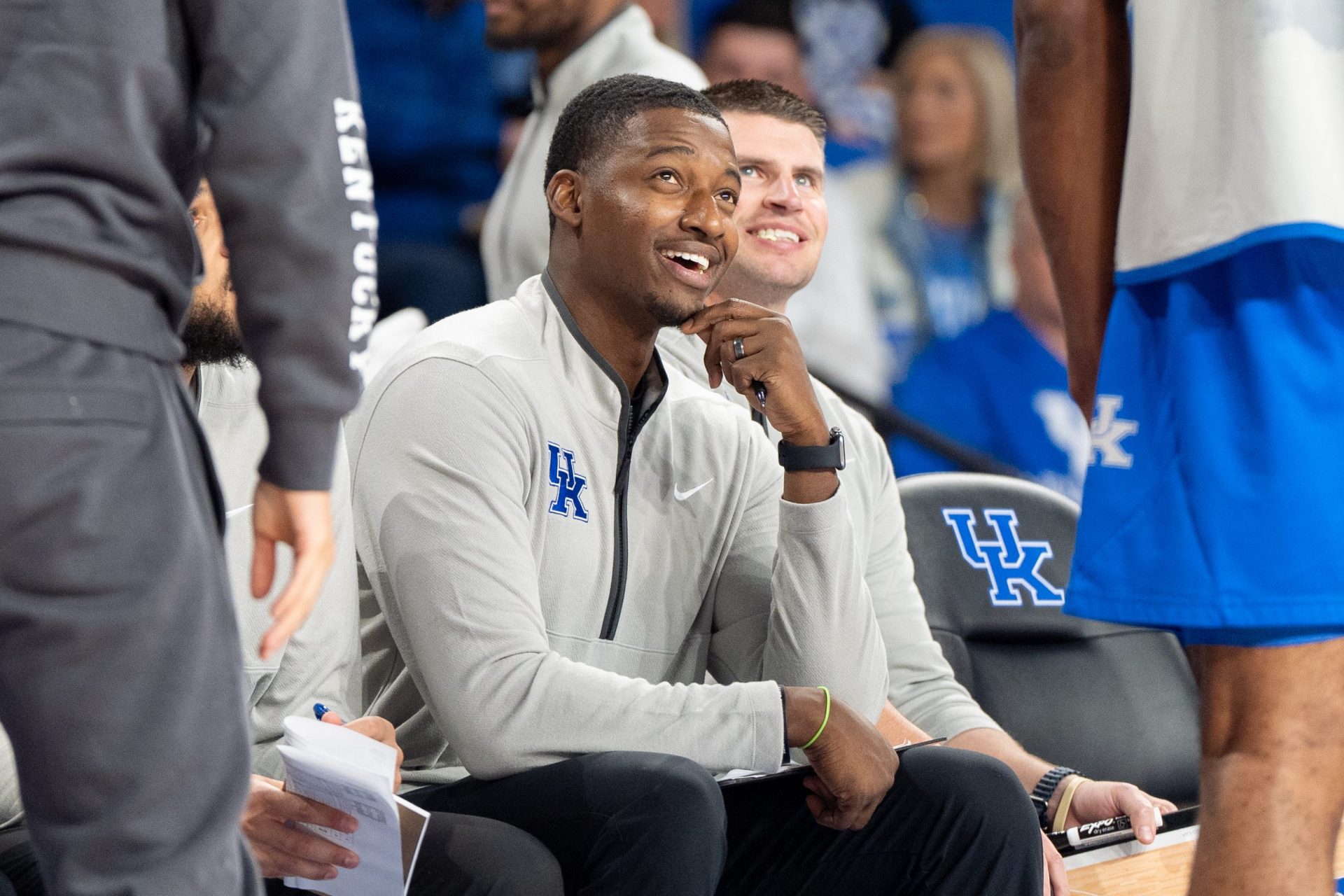 Kentucky Wildcats Assistant Coach Mikhail McLean during the Kentucky Blue-White preseason event on Friday, Oct. 18, 2024 at the Memorial Coliseum.