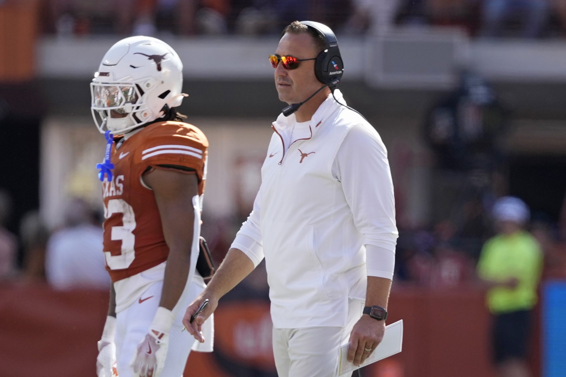 Texas Longhorns head coach Steve Sarkisian during the second half against the Florida Gators at Darrell K Royal-Texas Memorial Stadium.
