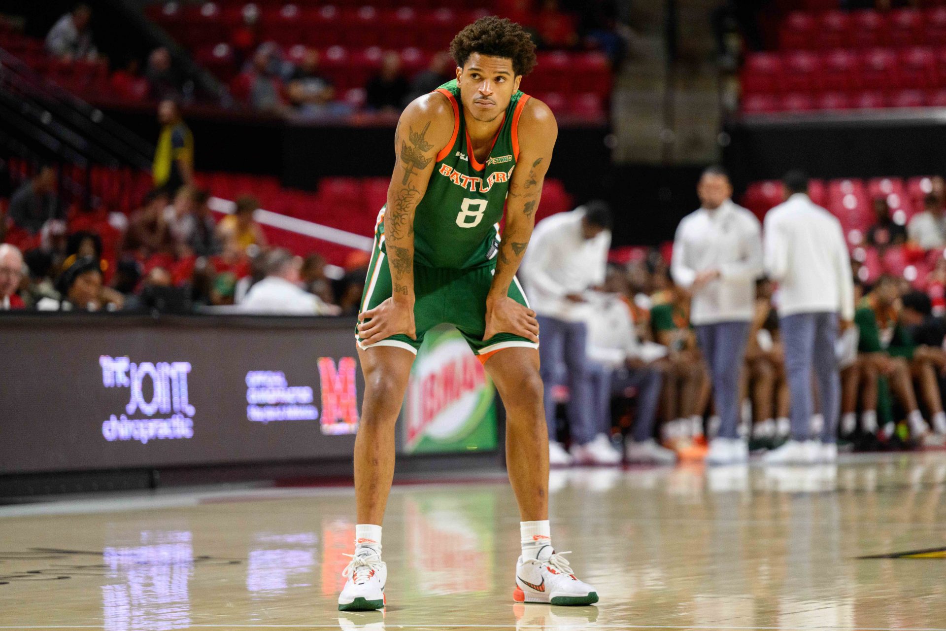 Florida A&M Rattlers forward Shaqir O'Neal (8) looks on during the second half against the Maryland Terrapins at Xfinity Center.