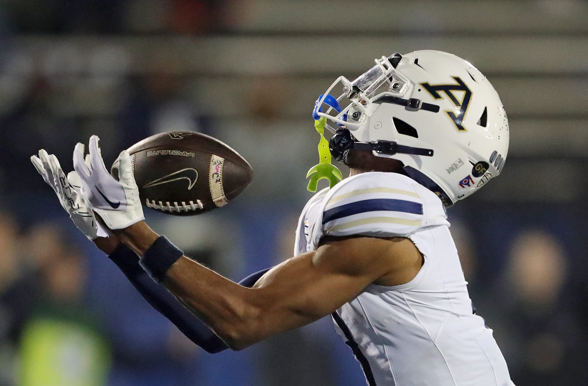 Akron Zips wide receiver Jarvis Rush (3) scores a touchdown against the Kent State Golden Flashes during the second half of an NCAA college football game at Dix Stadium on Tuesday, Nov. 19, 2024, in Kent, Ohio.