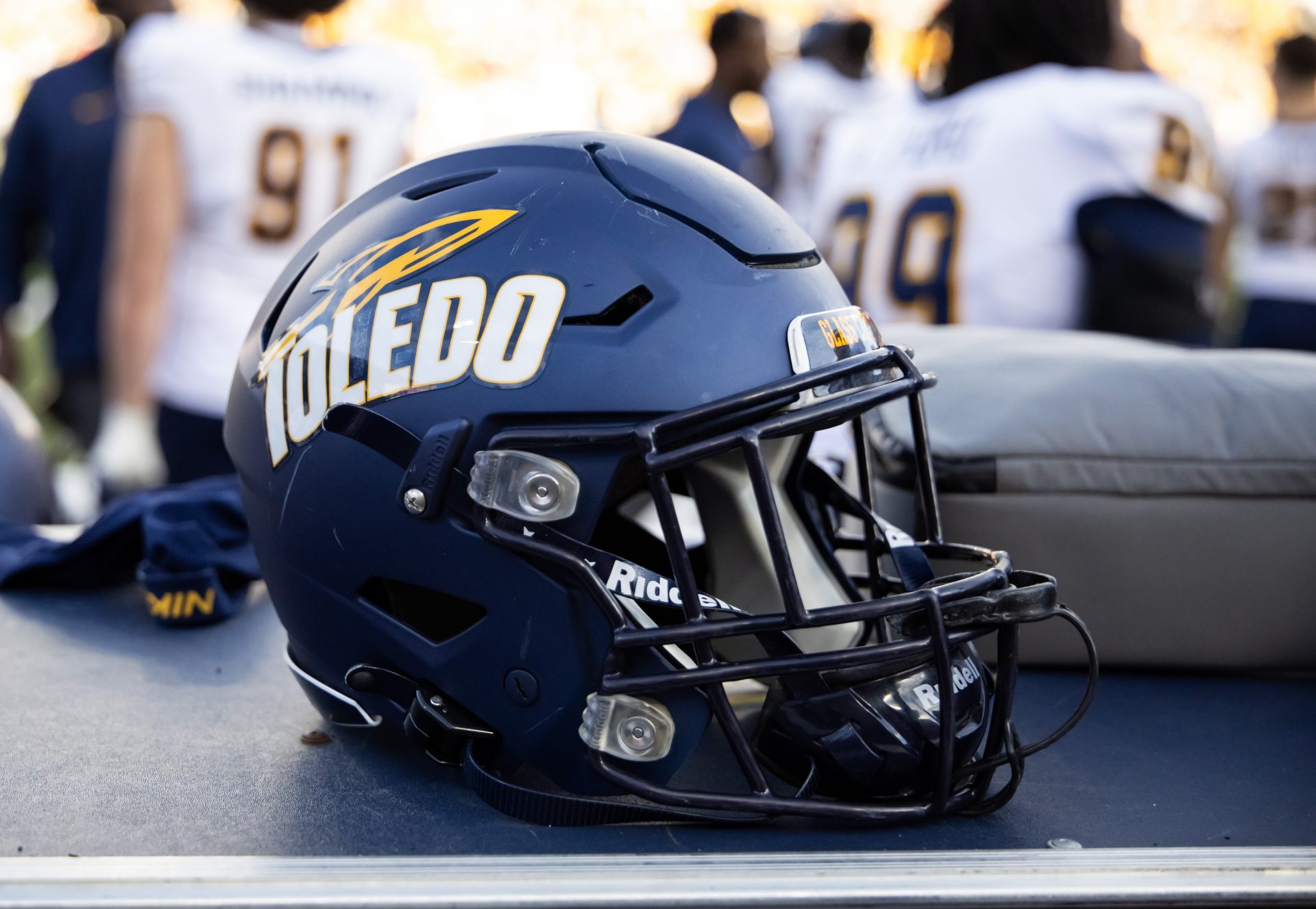 Detailed view of a Toledo Rockets helmet during the Arizona Bowl at Arizona Stadium.