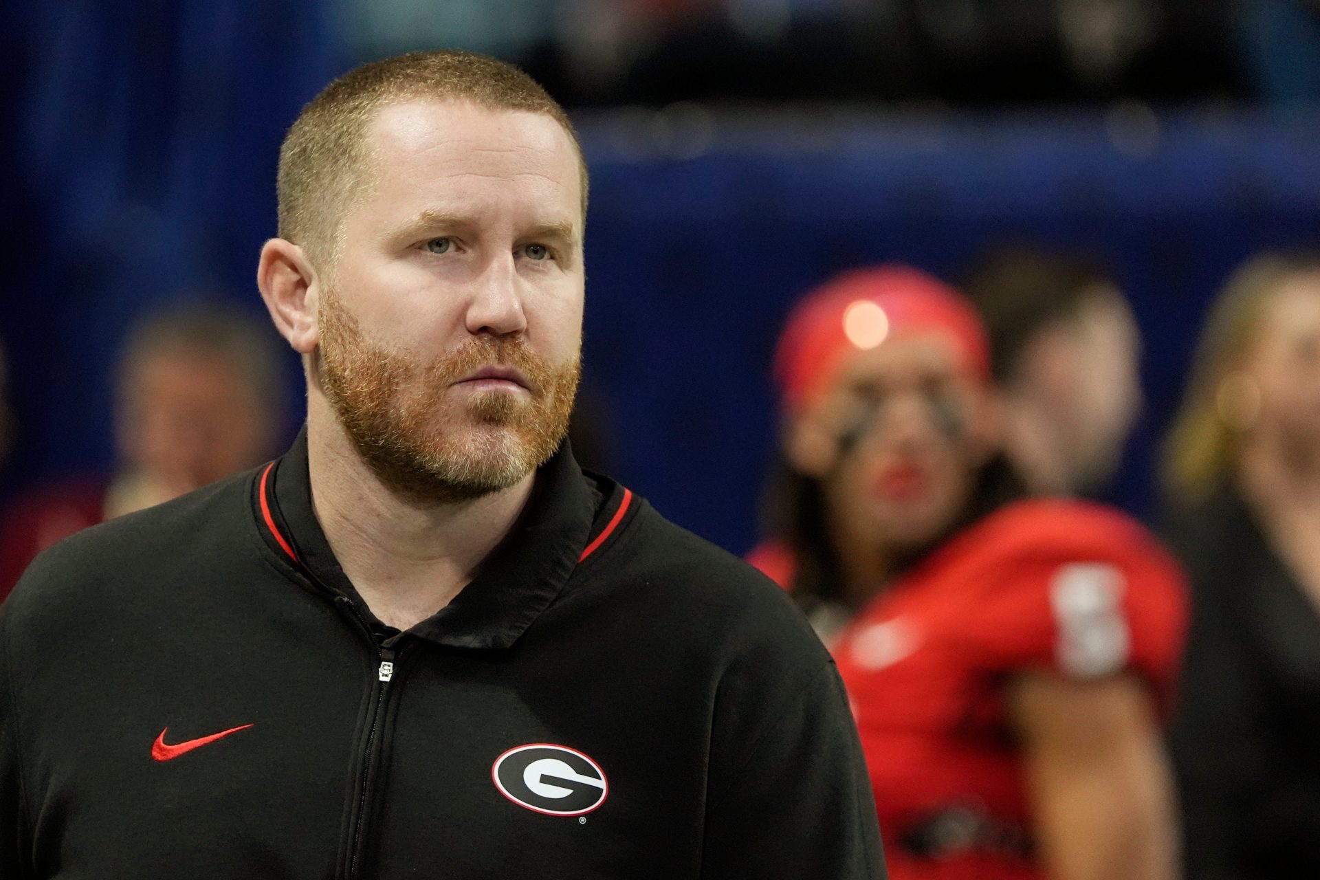 Georgia Defensive Glenn Schumann takes the field before the start of the SEC championship game against Texas in Atlanta, on Saturday, Dec. 7, 2024.