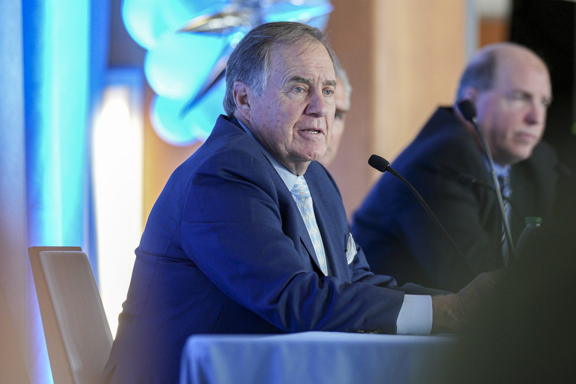 North Carolina Tar Heels head coach Bill Belichick answers questions during a press conference at Loudermilk Center for Excellence.