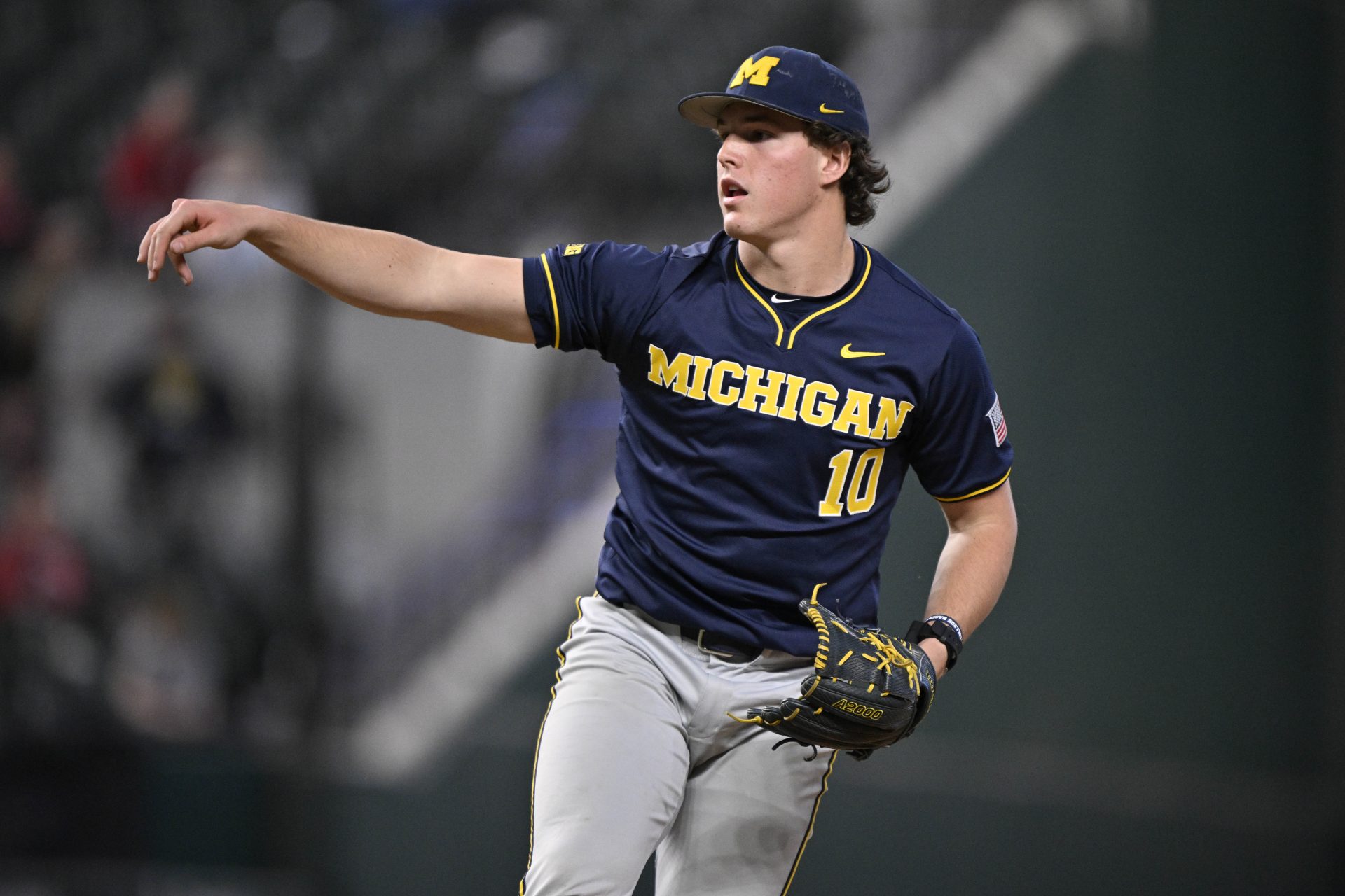 The Michigan Wolverines play the Arkansas Razorbacks during the Amegy Bank College Baseball Series presented by Kubota Weekend 2 at Globe Life Field.