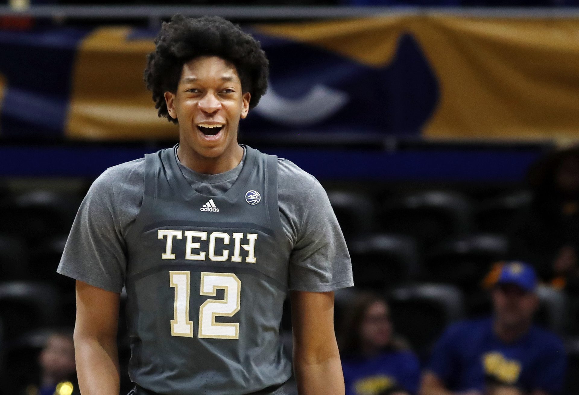 Georgia Tech Yellow Jackets center Ryan Mutombo (12) reacts during the first half against the Pittsburgh Panthers at the Petersen Events Center.