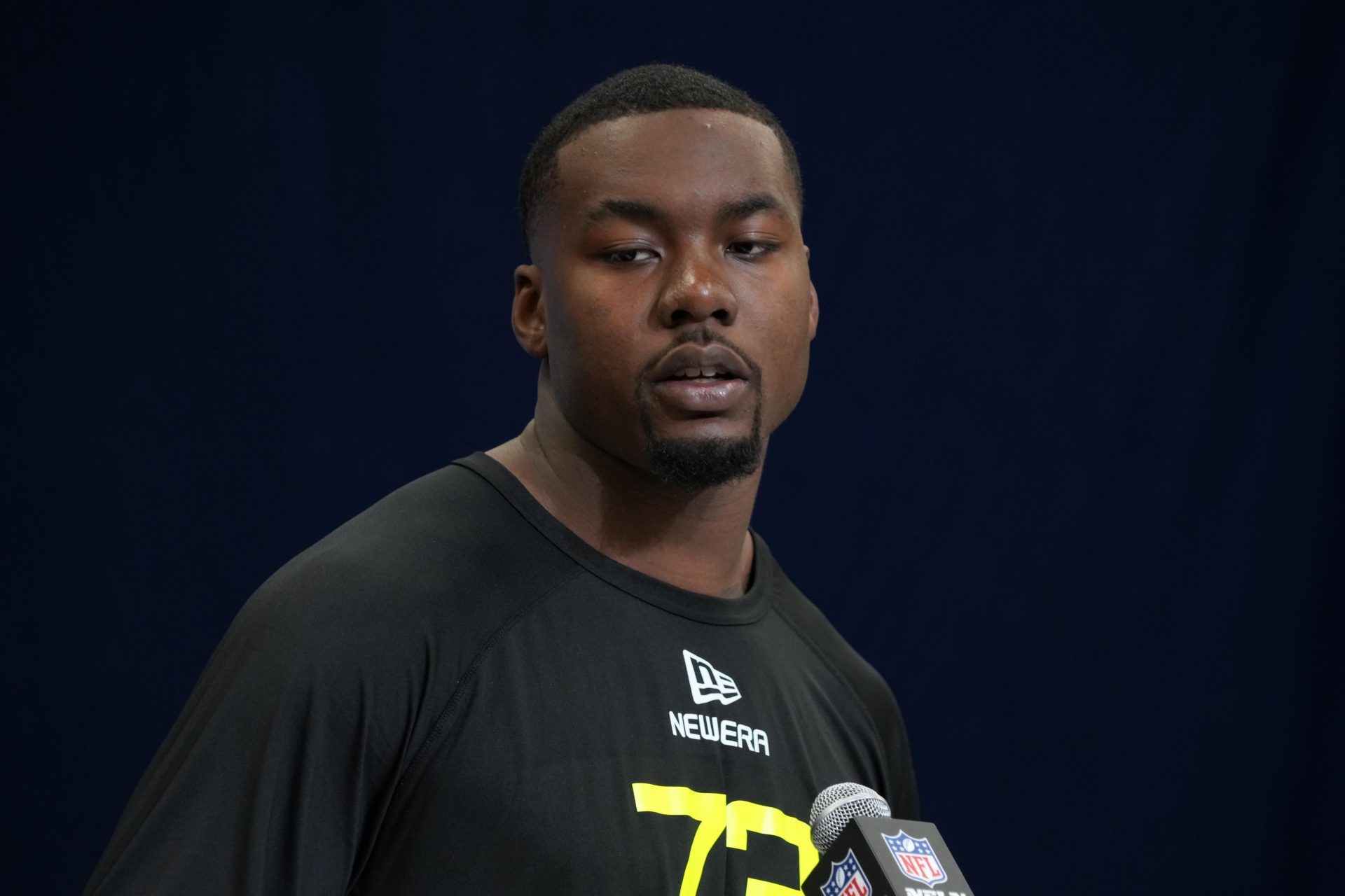 Georgia defensive lineman Mykel Williams (DL73) during the 2025 NFL Scouting Combine at the Indiana Convention Center.