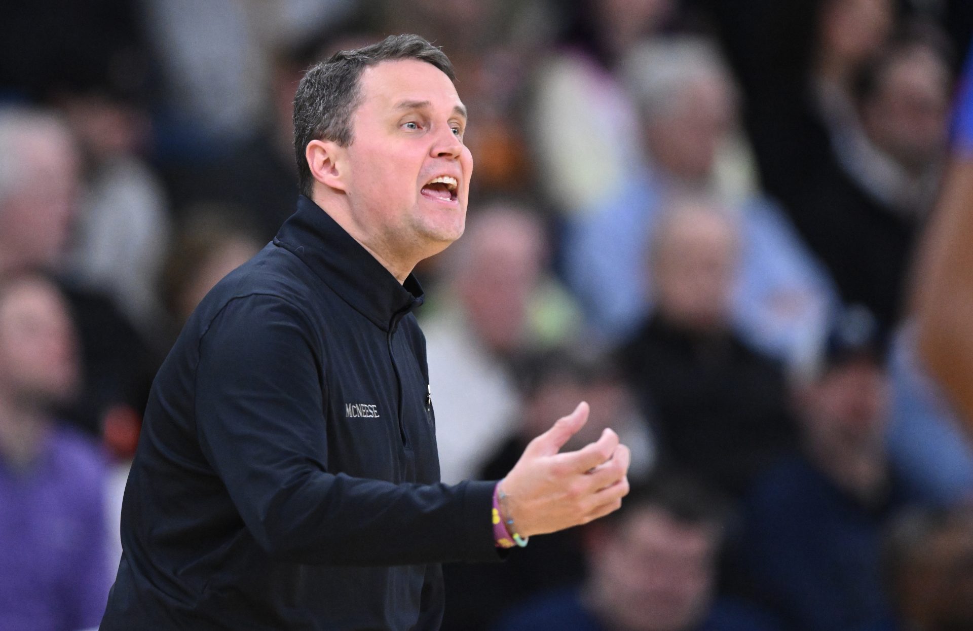 McNeese State Cowboys head coach Will Wade during the first half of a second round men’s NCAA Tournament game against the Purdue Boilermakers at Amica Mutual Pavilion.
