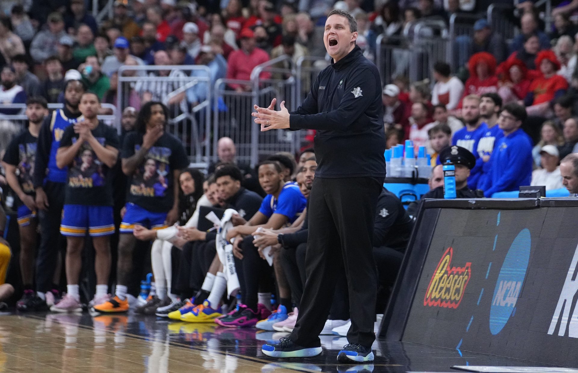 McNeese State Cowboys head coach Will Wade during the first half of a second round men’s NCAA Tournament game against the Purdue Boilermakers at Amica Mutual Pavilion.