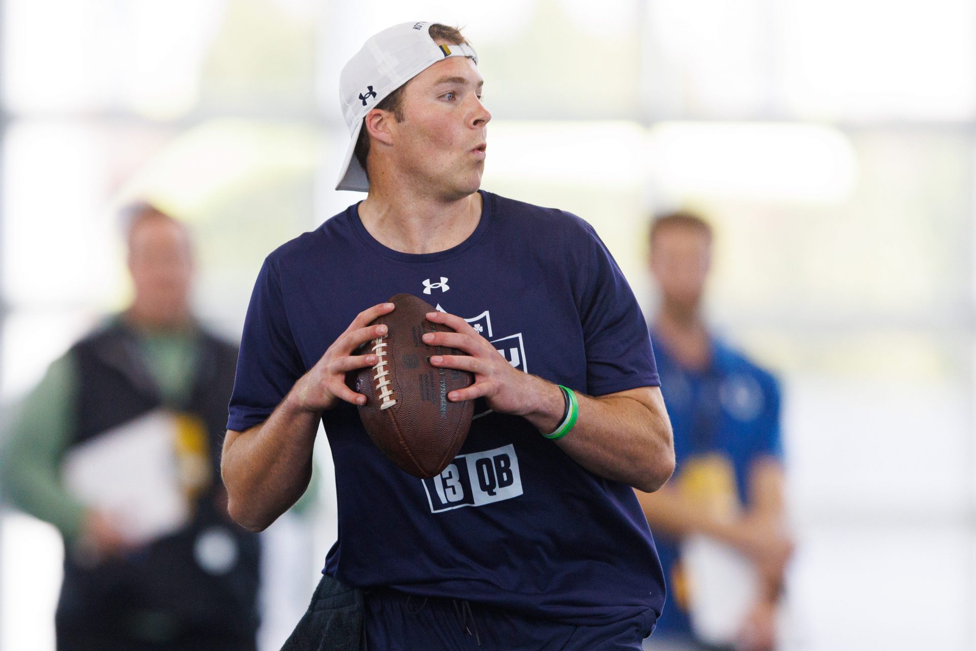 Quarterback Riley Leonard during Notre Dame football's Pro Day at Irish Athletic Center on Thursday, March 27, 2025, in South Bend.