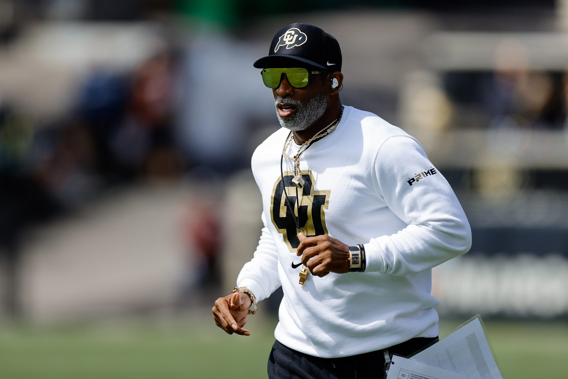 Colorado Buffaloes head coach Deion Sanders during the spring game at Folsom Field.