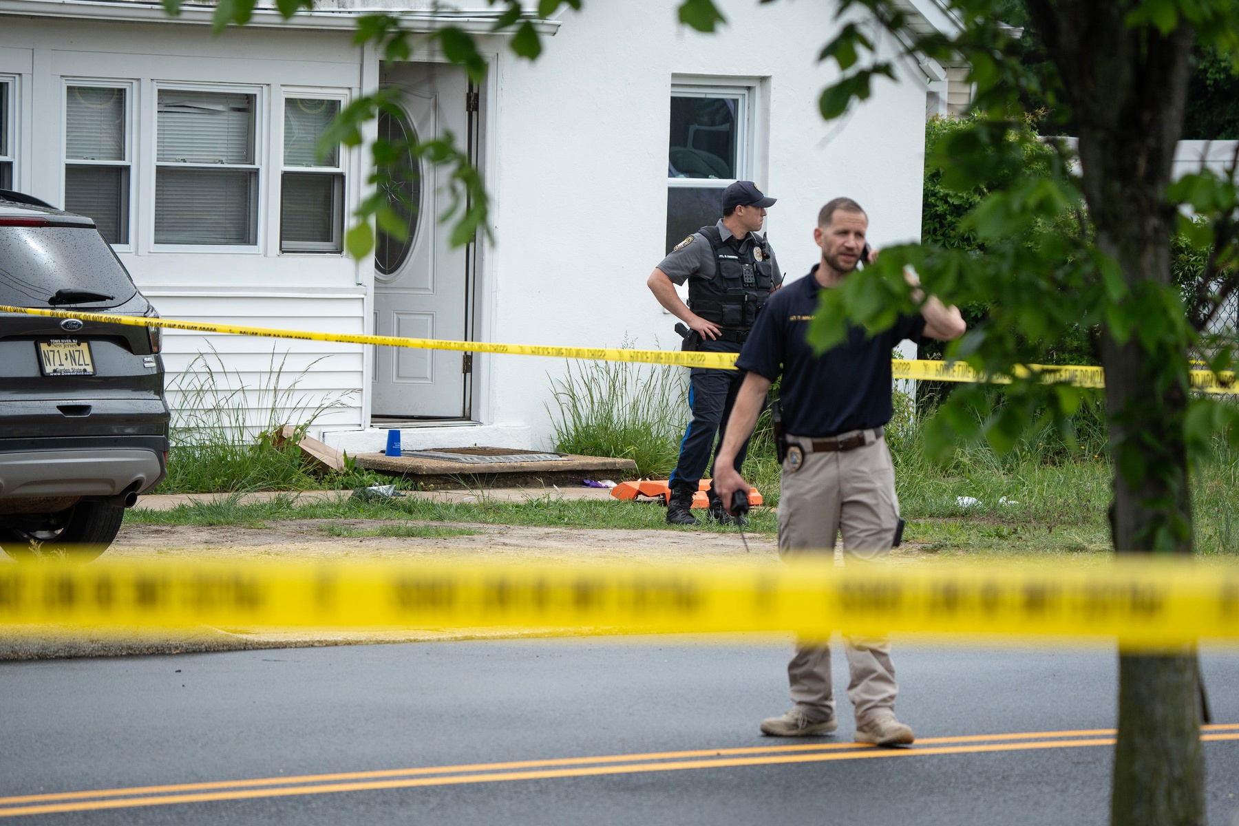 First responders including Toms River Police Department, Ocean County Sheriff’s Department, and Ocean County Prosecutor’s Office investigate a crime scene on Adams Avenue. 
Toms River, NJ 
Friday, May 9, 2025