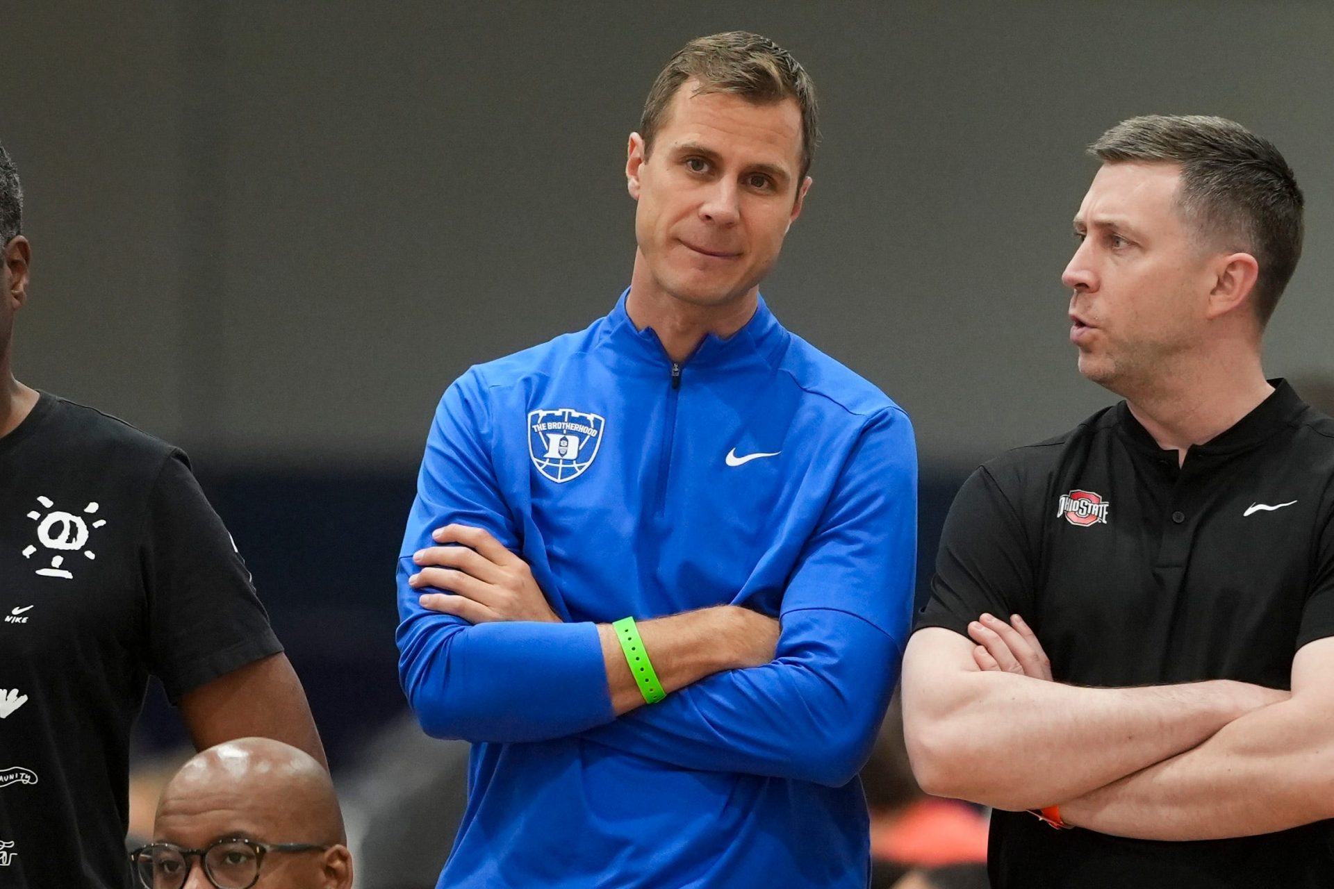 Duke men’s basketball head coach John Scheyer watches a game at Nike EYBL at the Memphis Sports & Events Center on Saturday, May 17, 2025.