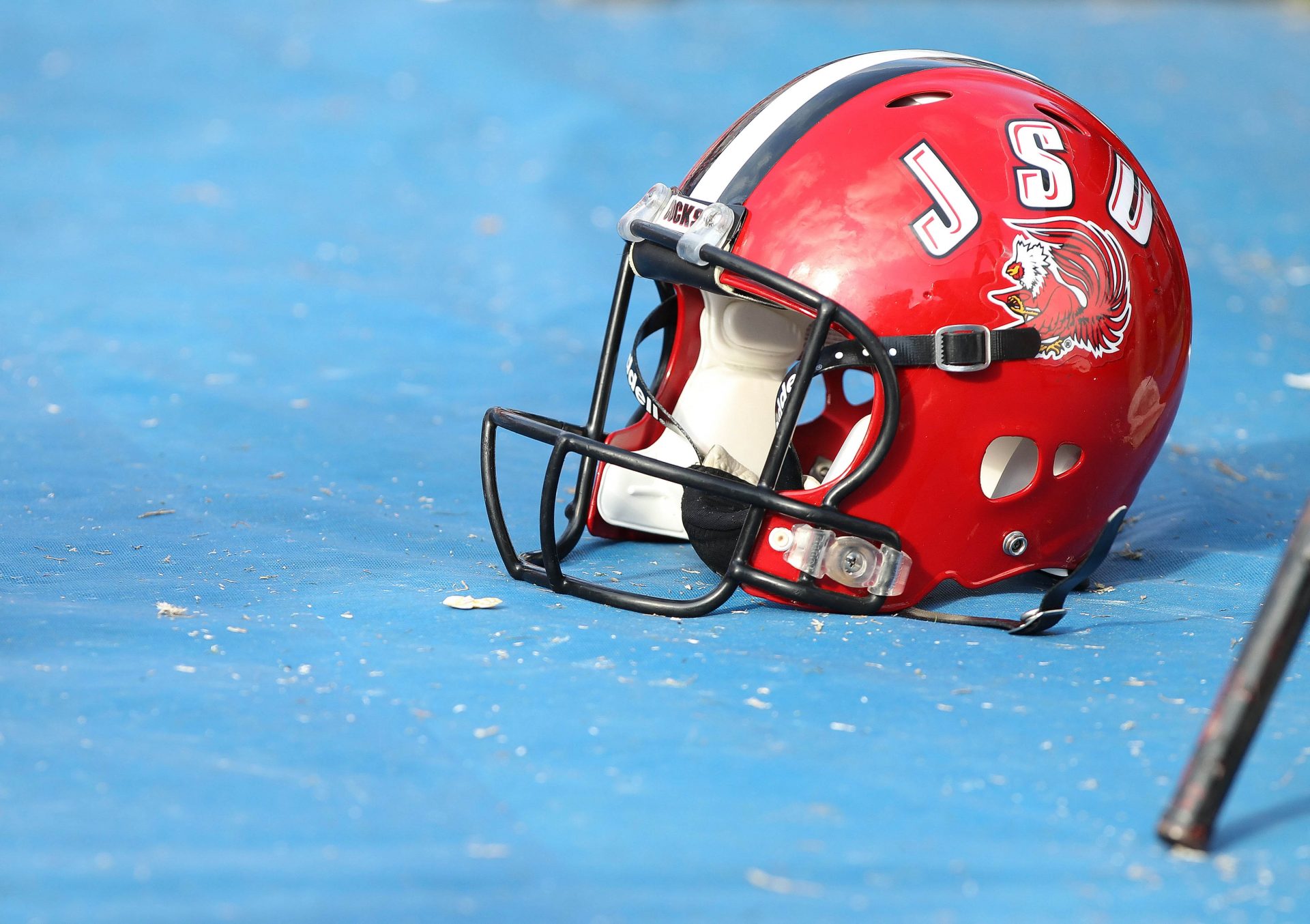 Jacksonville State Gamecocks helmet during the second half against the Florida Gators at Ben Hill Griffin Stadium. Florida Gators defeated the Jacksonville State Gamecocks 23-0.