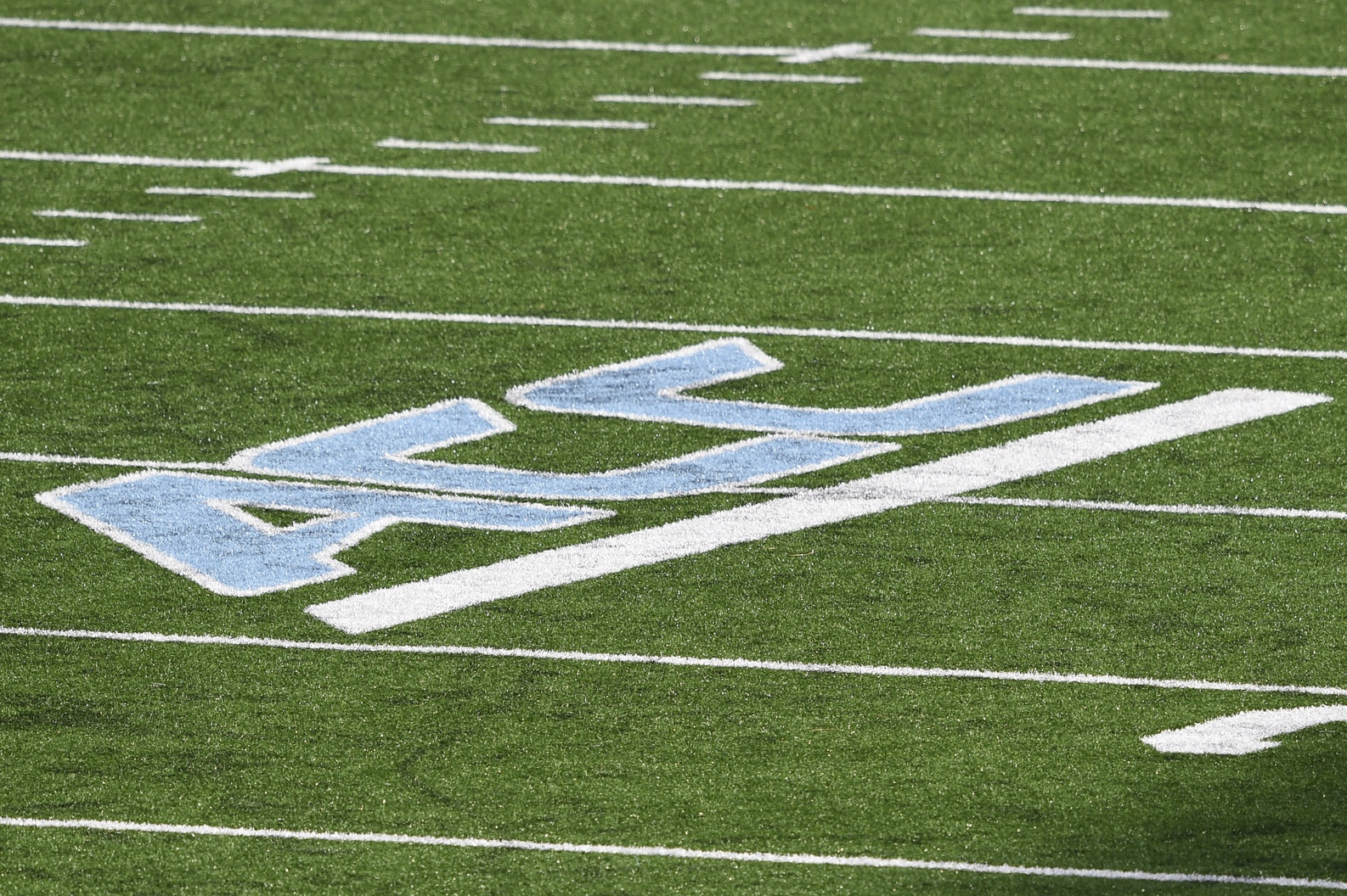 A view of the field with the ACC logo in the second quarter at Kenan Memorial Stadium.