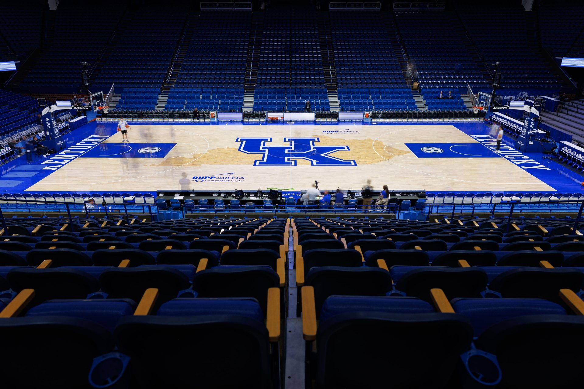 A general view of the new basketball floor at Rupp Arena at Central Bank Center before a game between the Kentucky Wildcats and the North Carolina-Wilmington Seahawks.