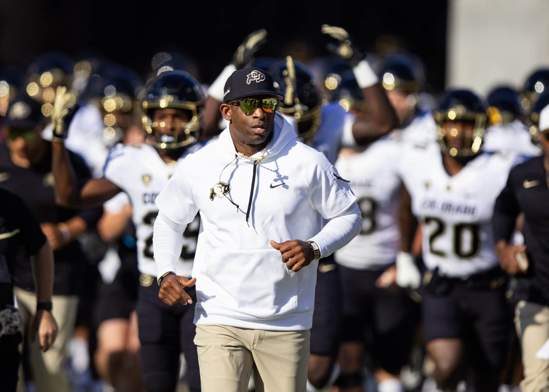 Colorado Buffaloes head coach Deion Sanders against the Arizona State Sun Devils at Mountain America Stadium.