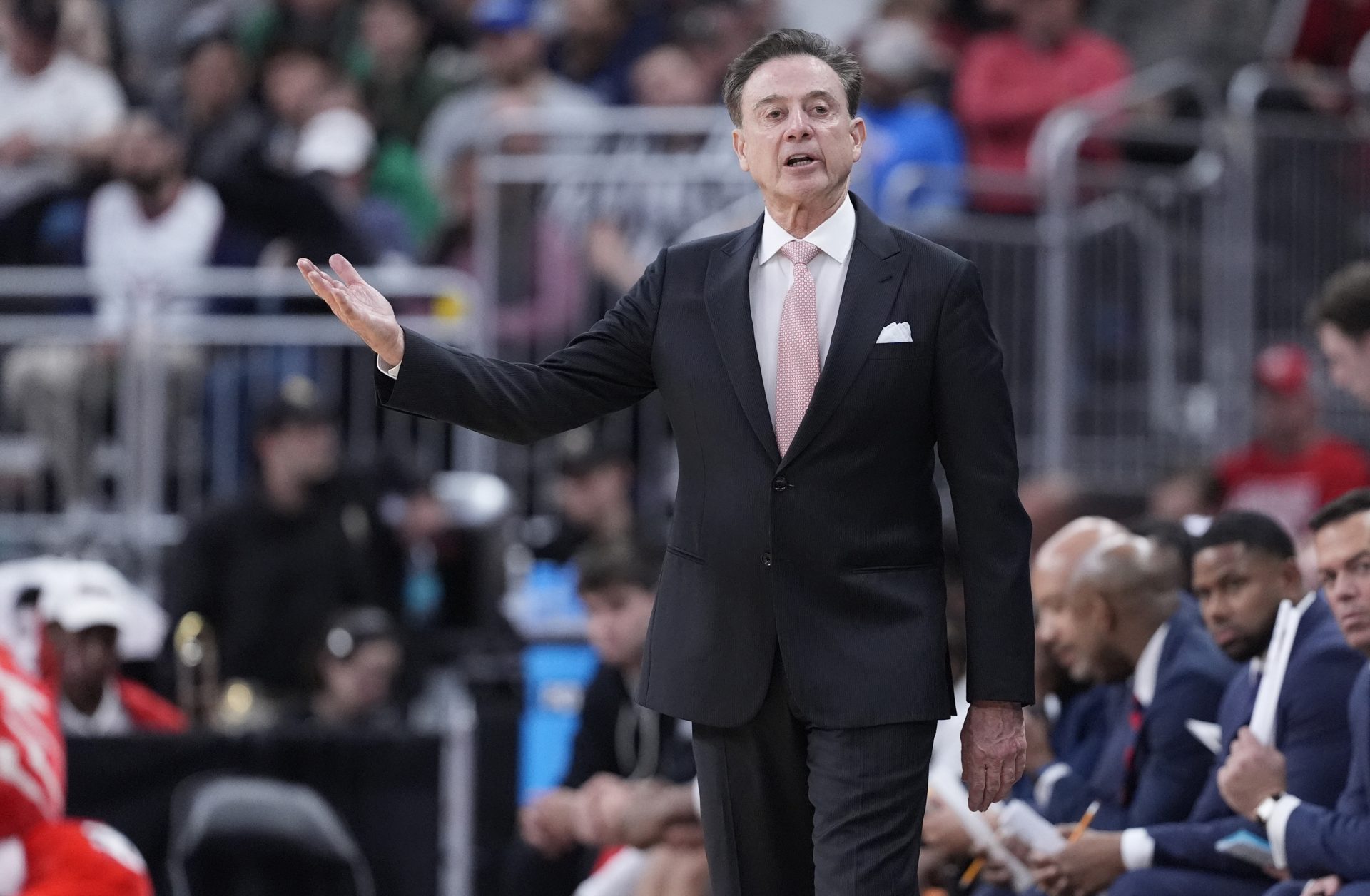 St. John's Red Storm head coach Rick Pitino during the second half of a second round men’s NCAA Tournament game against the Arkansas Razorbacks at Amica Mutual Pavilion.
