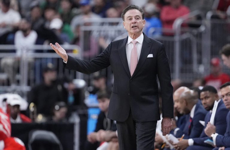 St. John's Red Storm head coach Rick Pitino during the second half of a second round men’s NCAA Tournament game against the Arkansas Razorbacks at Amica Mutual Pavilion.