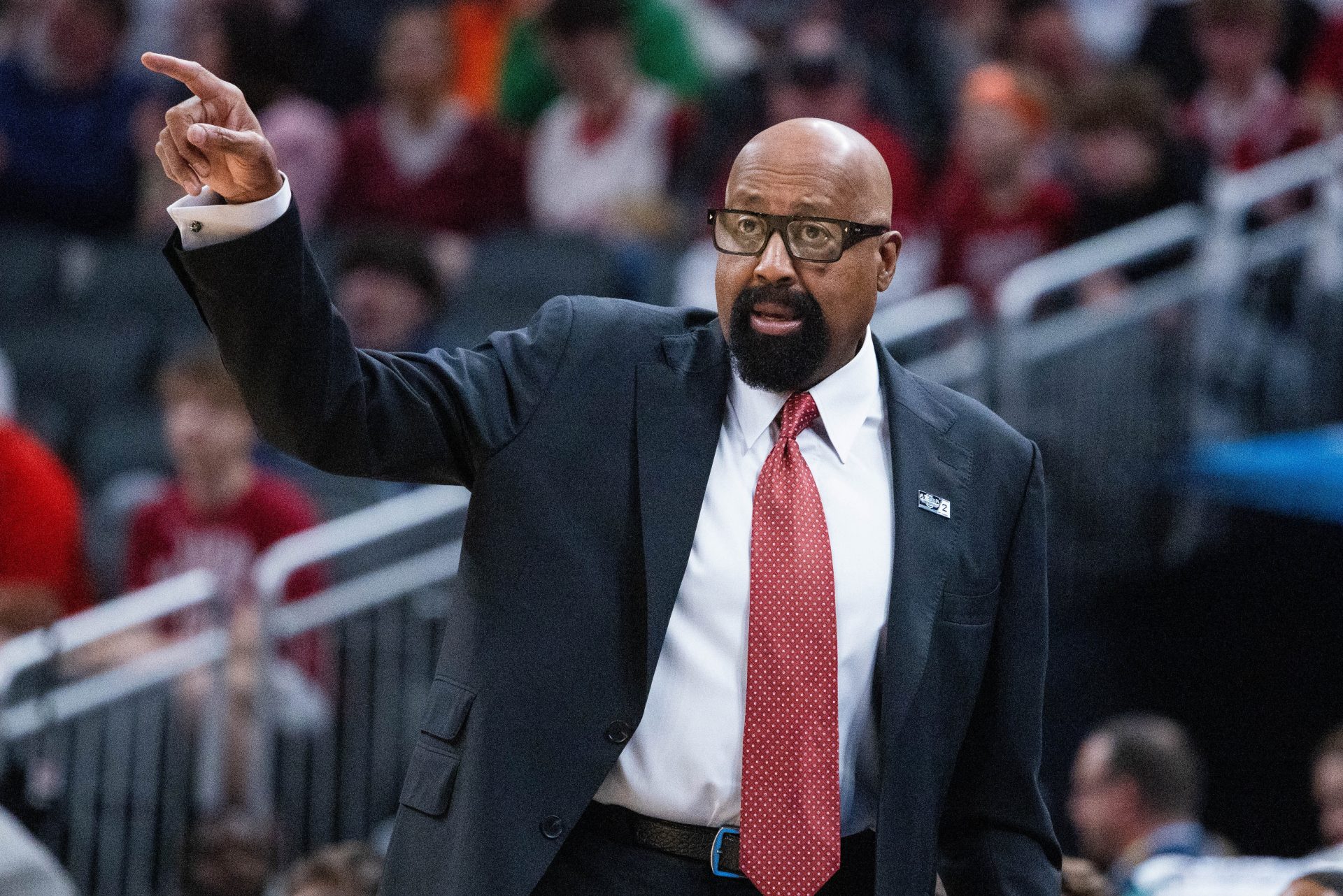 Indiana Hoosiers head coach Mike Woodson in the first half against the Oregon Ducks at Gainbridge Fieldhouse.