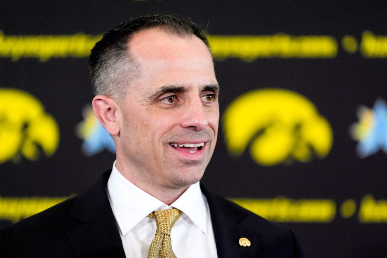 Iowa head men's basketball coach Ben McCollum is pictured at his introductory press conference