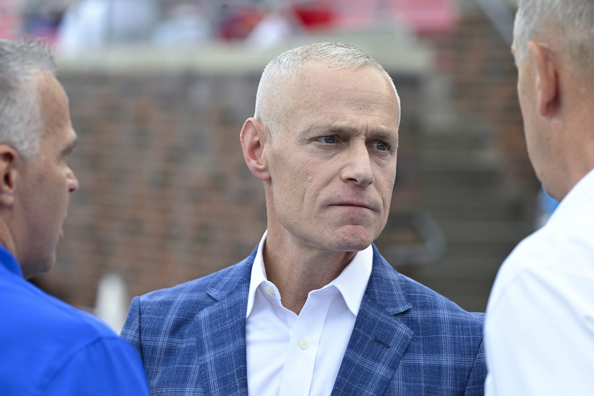 Big 12 Commissioner Brett Yormark before the game between the Southern Methodist Mustangs and the Brigham Young Cougars at Gerald J. Ford Stadium.