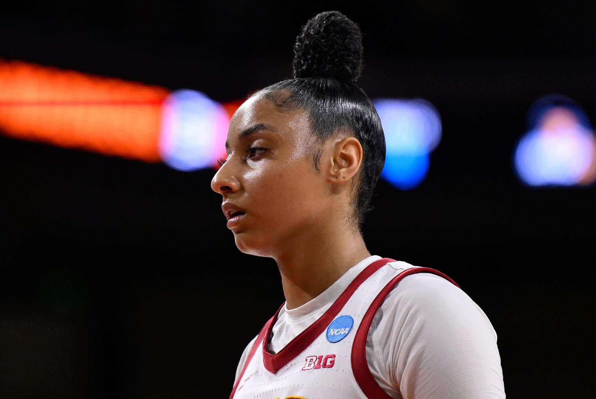 USC Trojans guard JuJu Watkins (12) during the second quarter of an NCAA Tournament game against the UNC Greensboro Spartans at Galen Center.