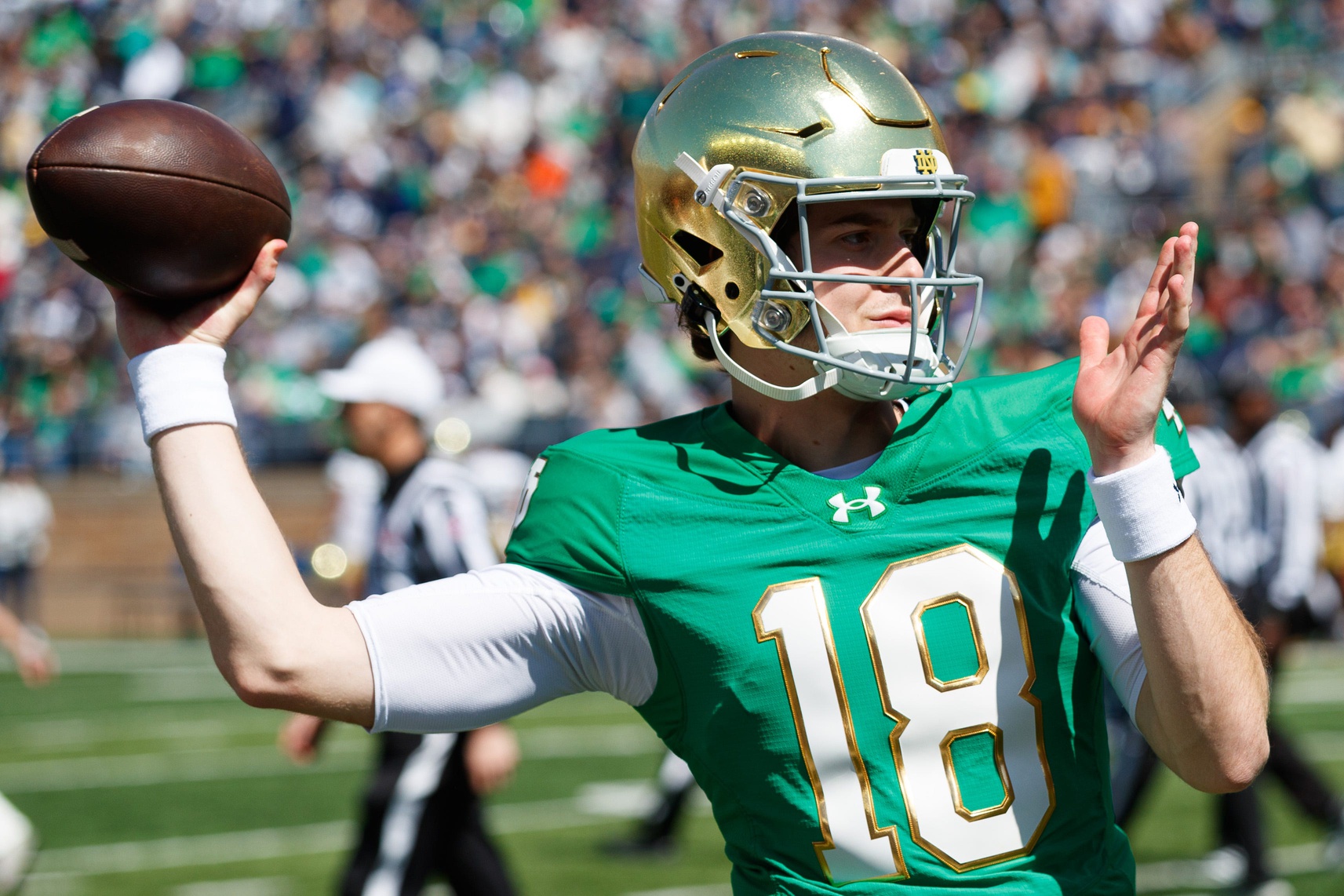 Notre Dame quarterback Steve Angeli during the Notre Dame Blue-Gold spring football game at Notre Dame Stadium on Saturday, April 12, 2025, in South Bend.