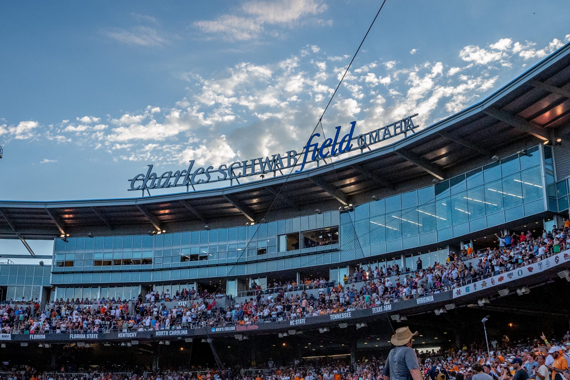 General view of the stadium during the game between the Texas A&M Aggies and the Tennessee Volunteers at Charles Schwab Field Omaha.