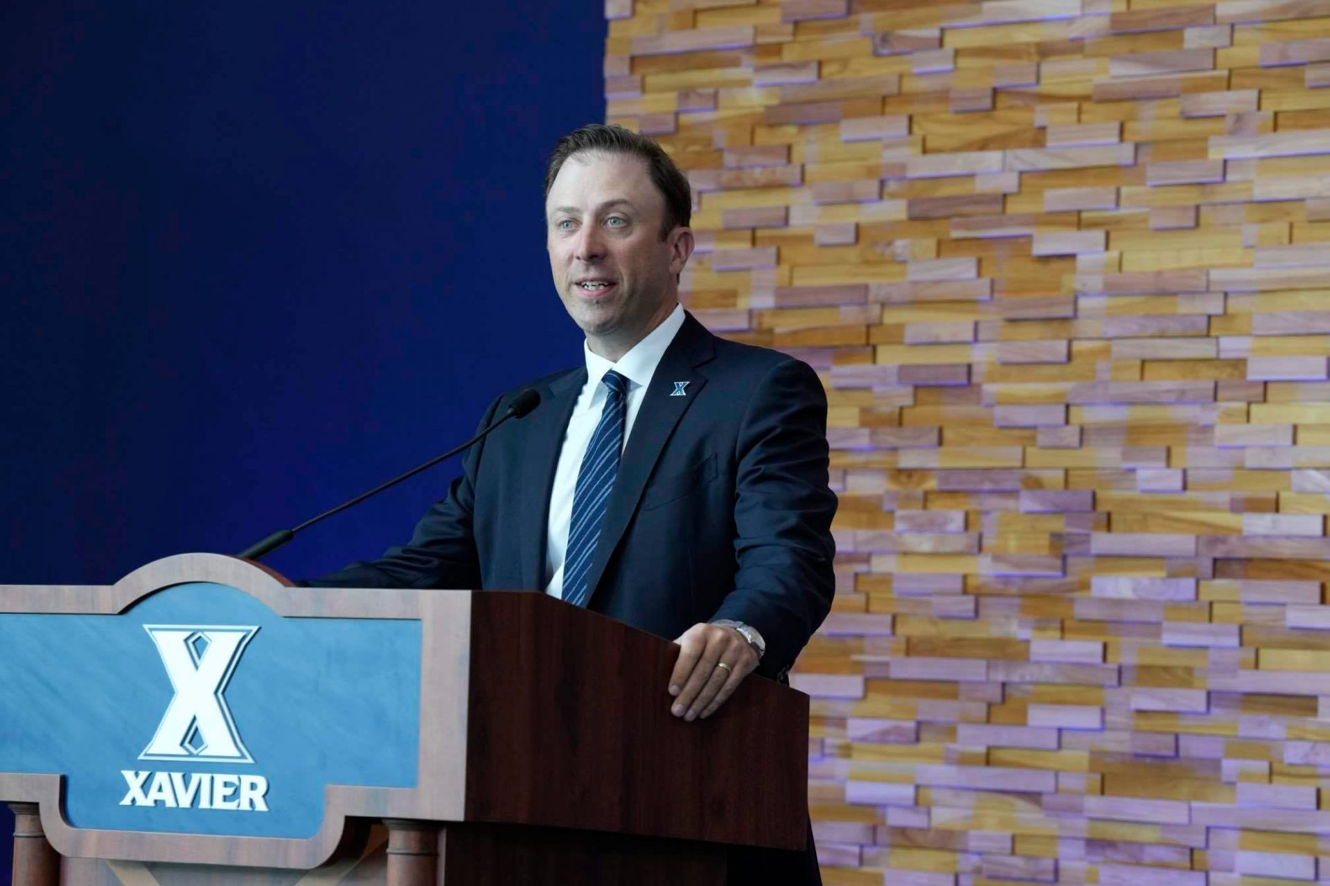 Richard Pitino speaks after being introduced as the new Xavier men's basketball head coach