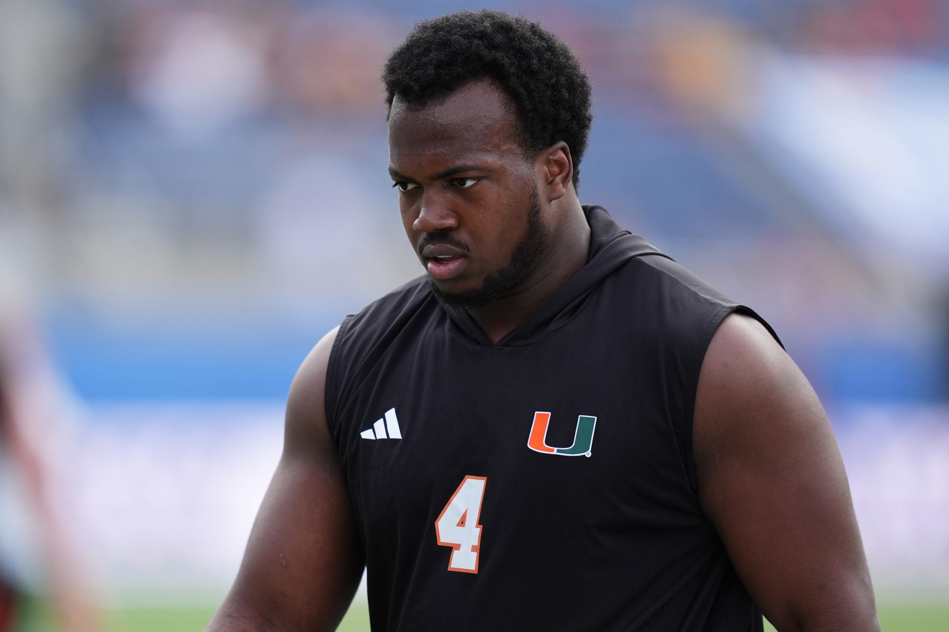 Miami Hurricanes defensive lineman Rueben Bain Jr. (4) warms up prior to the game against the Iowa State Cyclones at Camping World Stadium.