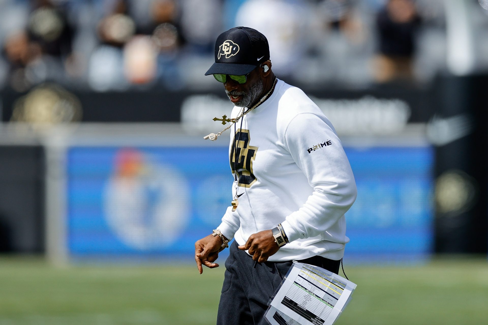 Colorado Buffaloes head coach Deion Sanders during the spring game at Folsom Field.