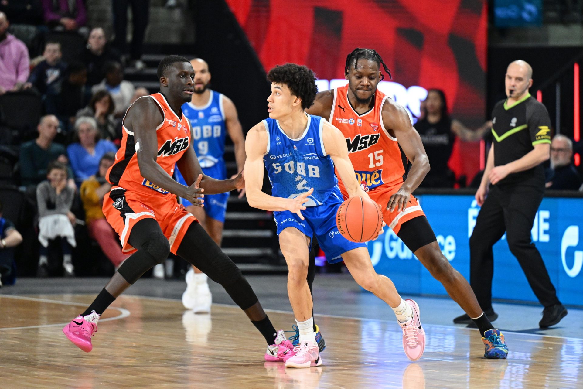 [US, Mexico & Canada customers only] Feb 15, 2025 Caen, FRANCE; St Quentin point guard Nolan Traore in action against Le Mans in a Leaders Cup match.
